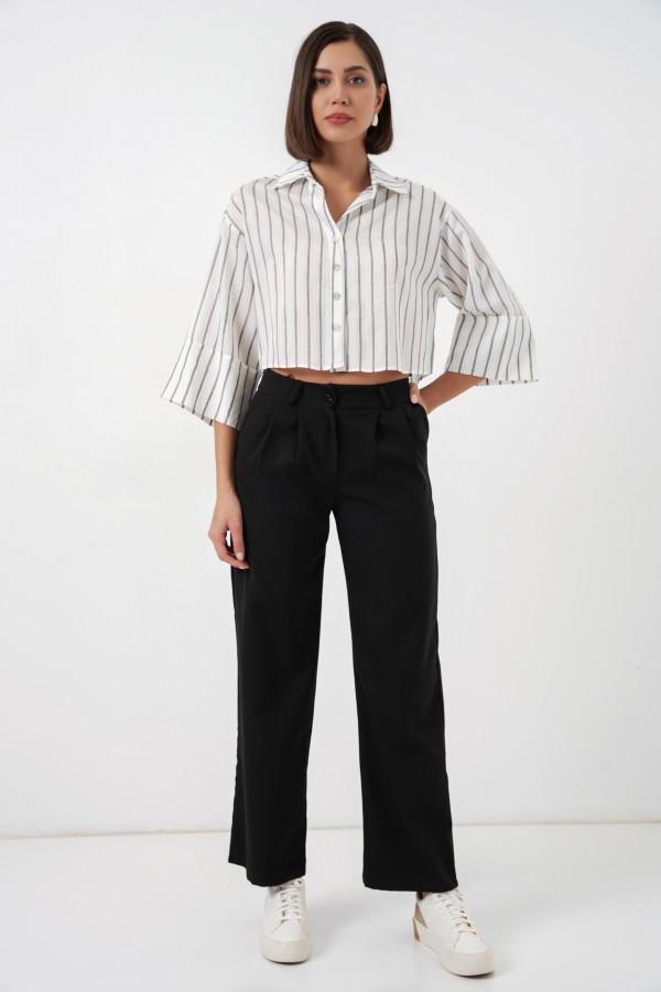 Women's Striped Oversize Short Shirt 20326 