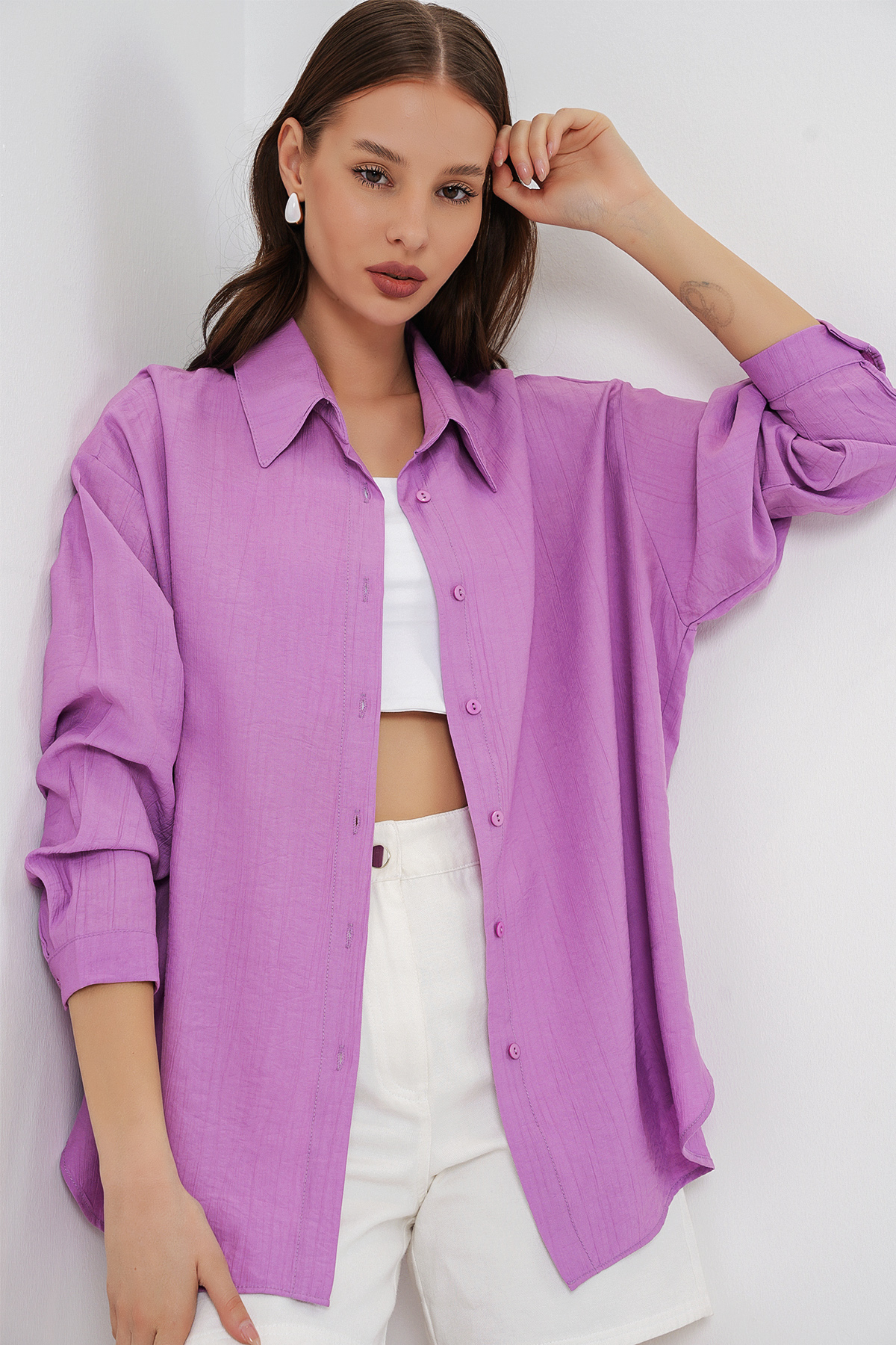 Women's Long Oversize Shirt 20334 