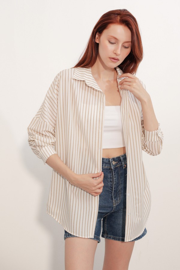Women's Oversize Striped Shirt 20412 
