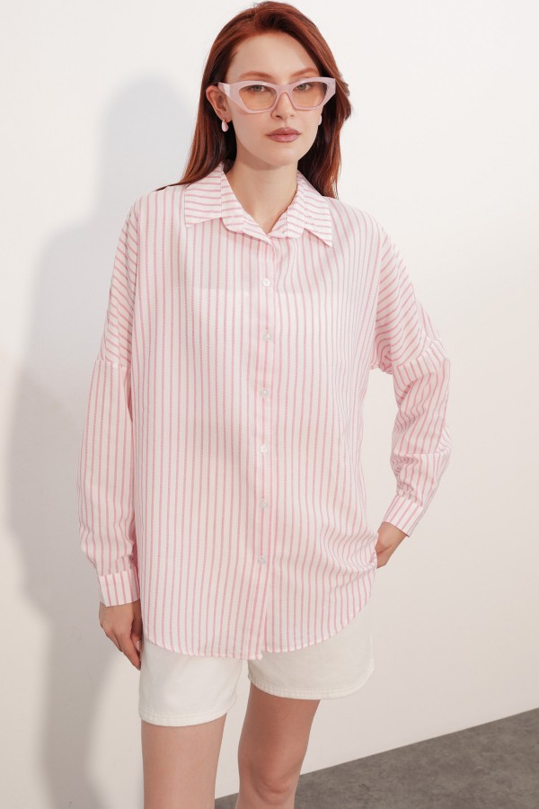 Women's Oversize Striped Shirt 20412 