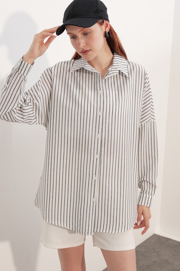 Women's Oversize Striped Shirt 20412 