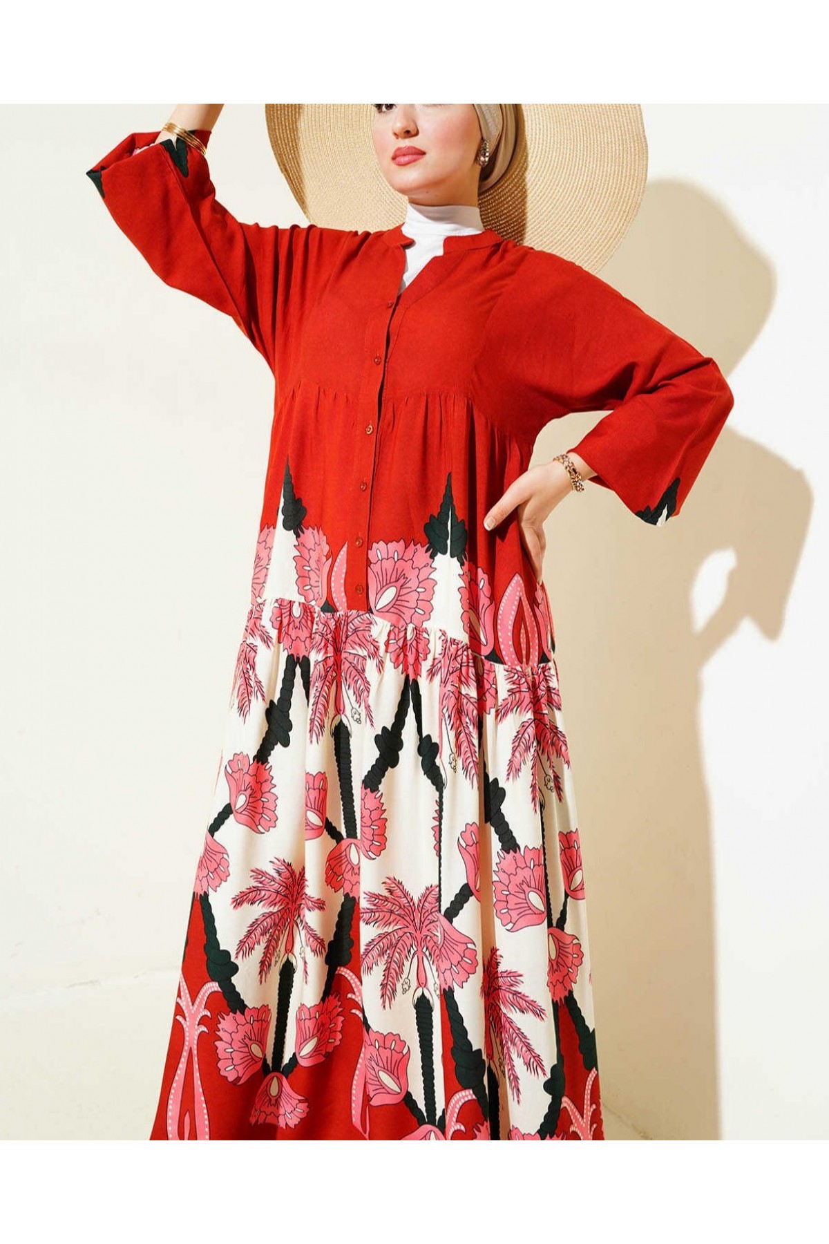 2423 Authentic Patterned Hijab Dress 