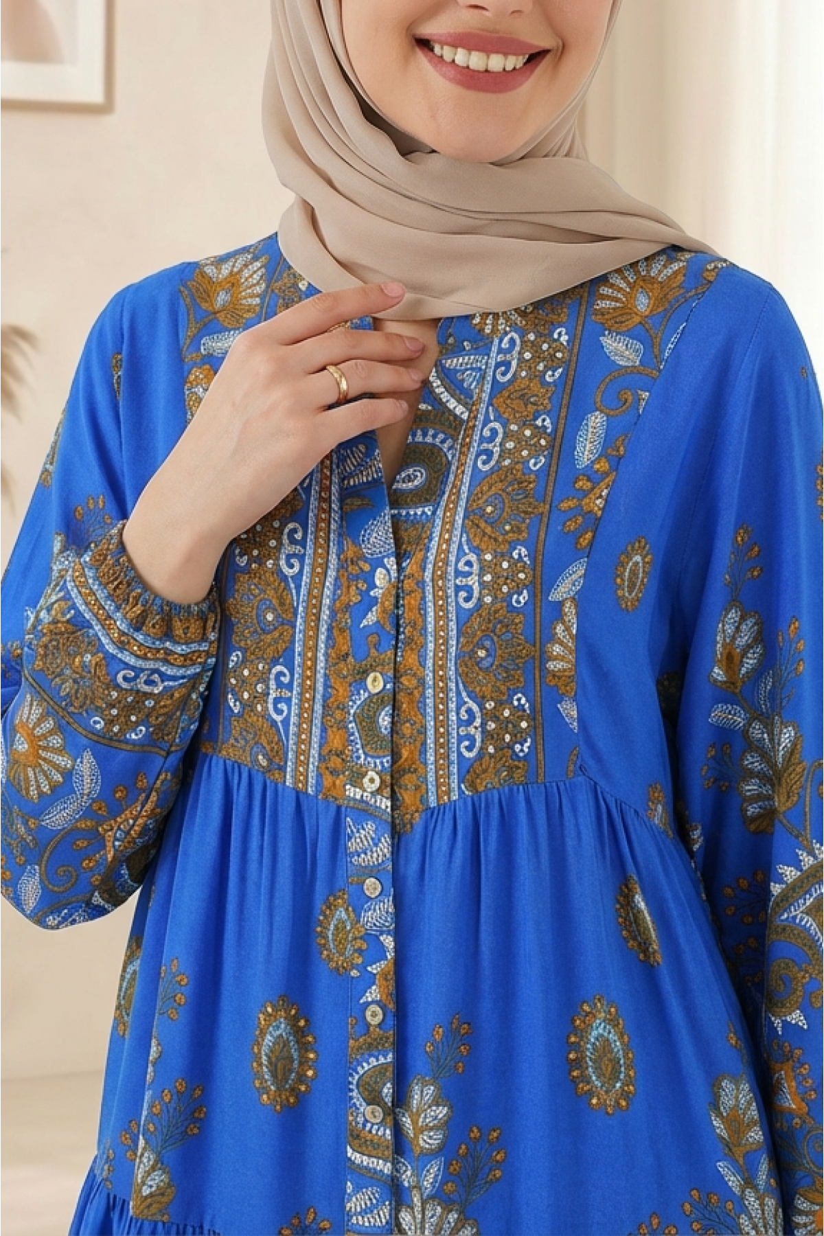 2423 Authentic Patterned Hijab Dress 