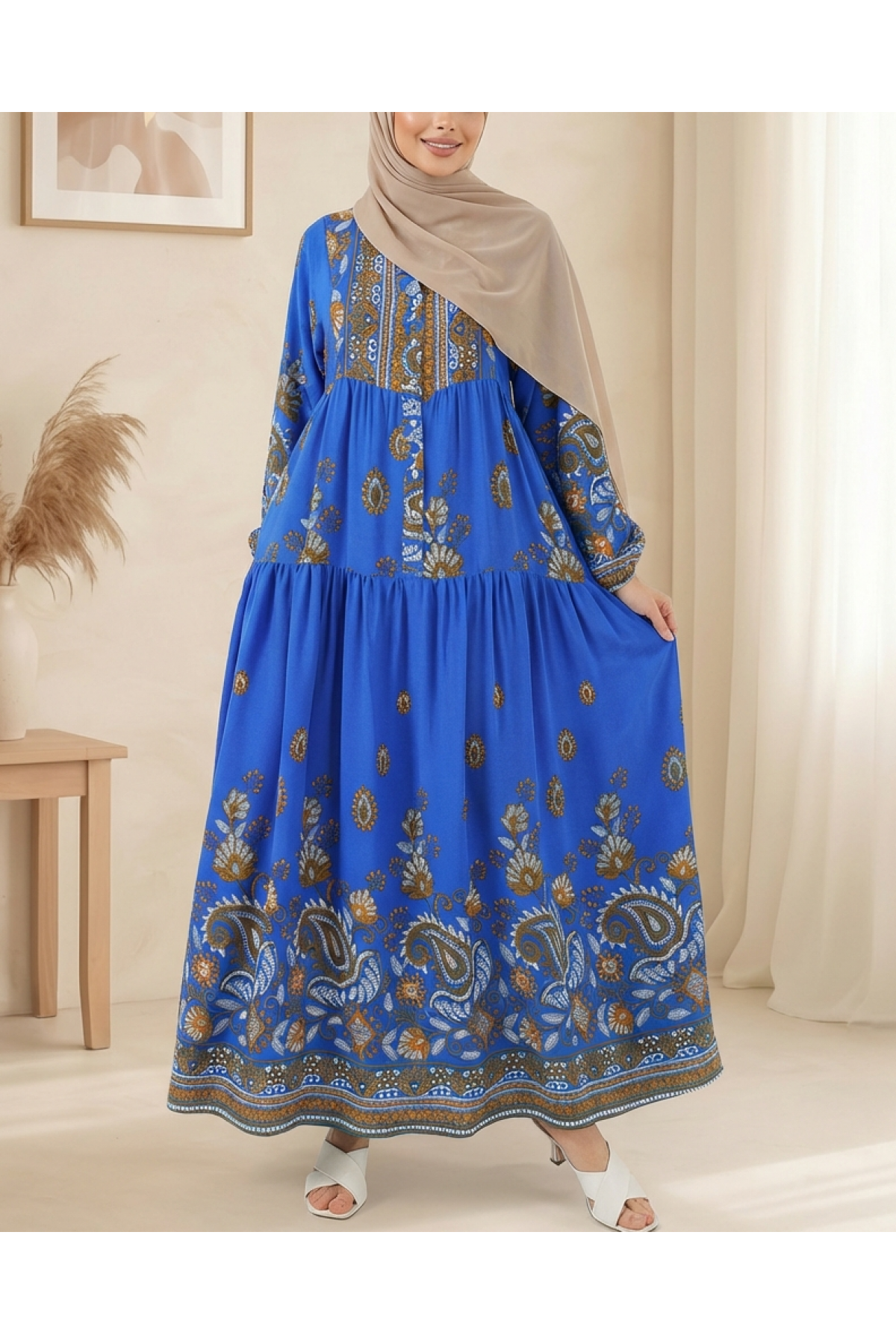 2423 Authentic Patterned Hijab Dress 