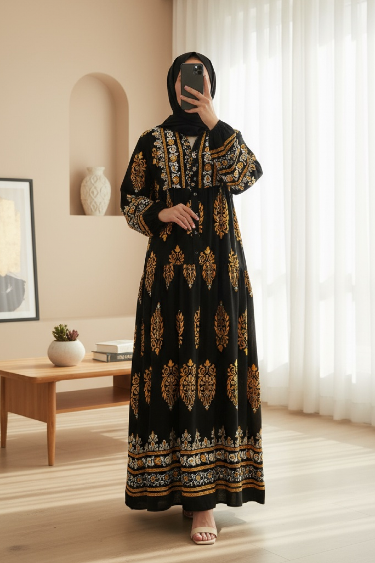 2423 Authentic Patterned Hijab Dress 