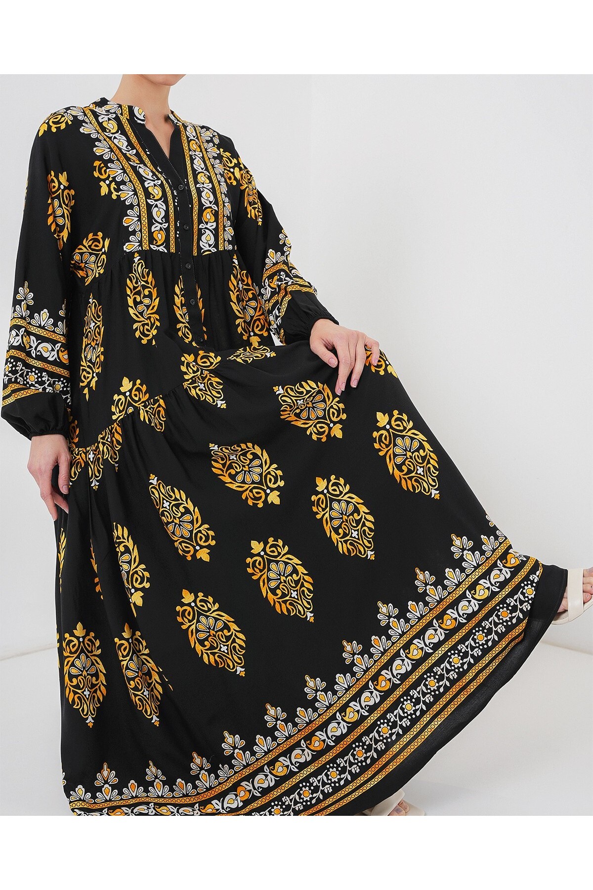 2423 Authentic Patterned Hijab Dress 