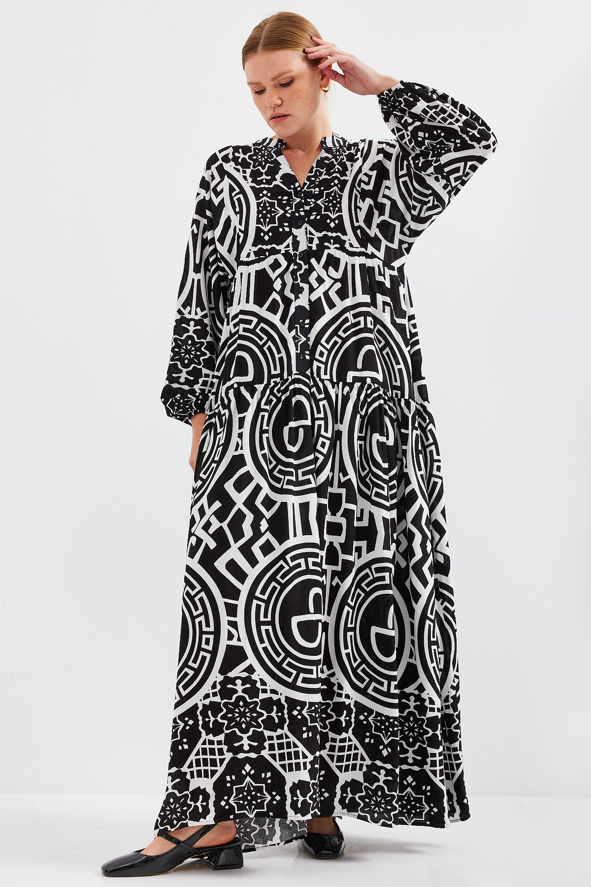 2423 Authentic Patterned Hijab Dress 