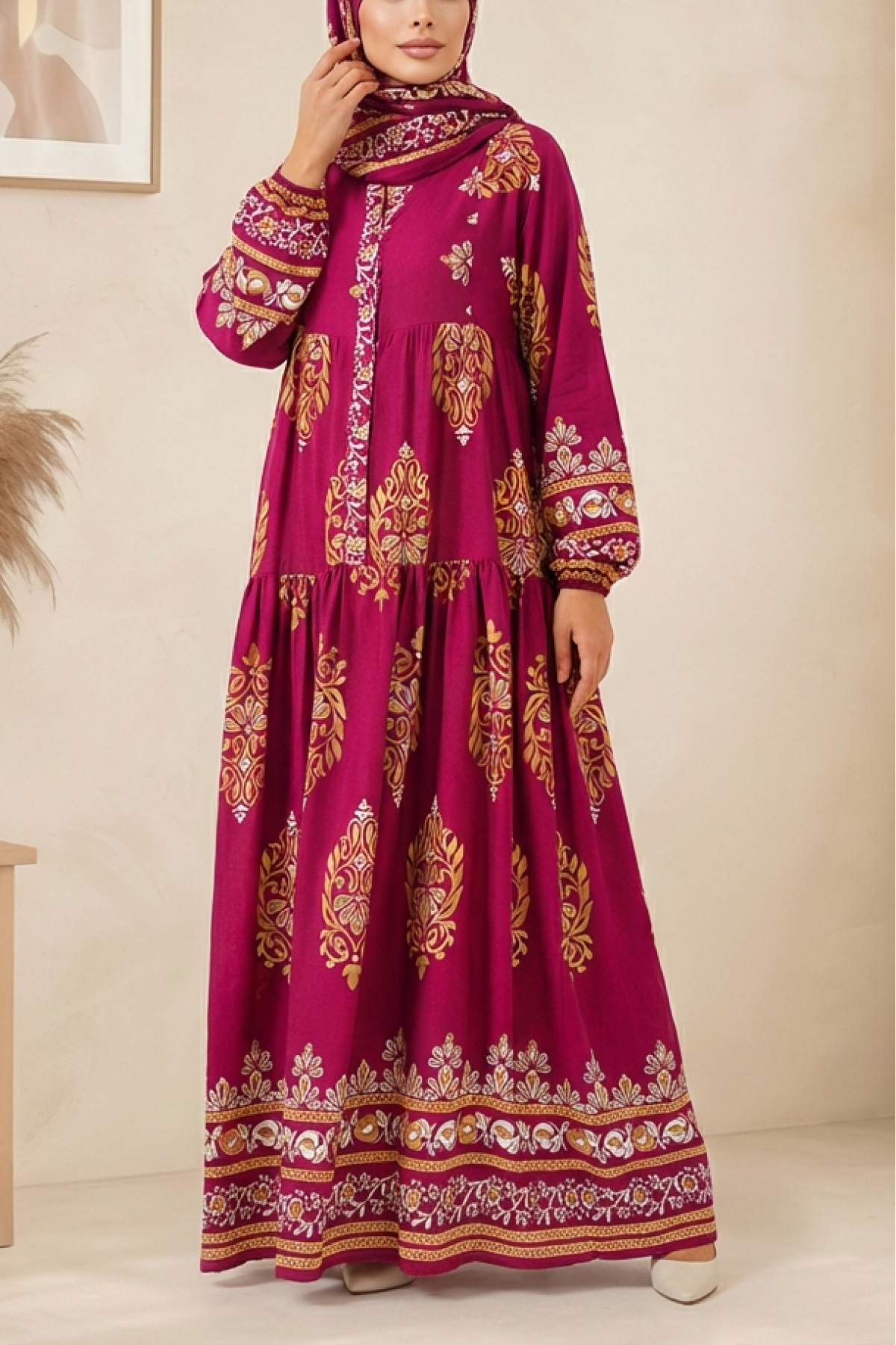 2423 Authentic Patterned Hijab Dress 
