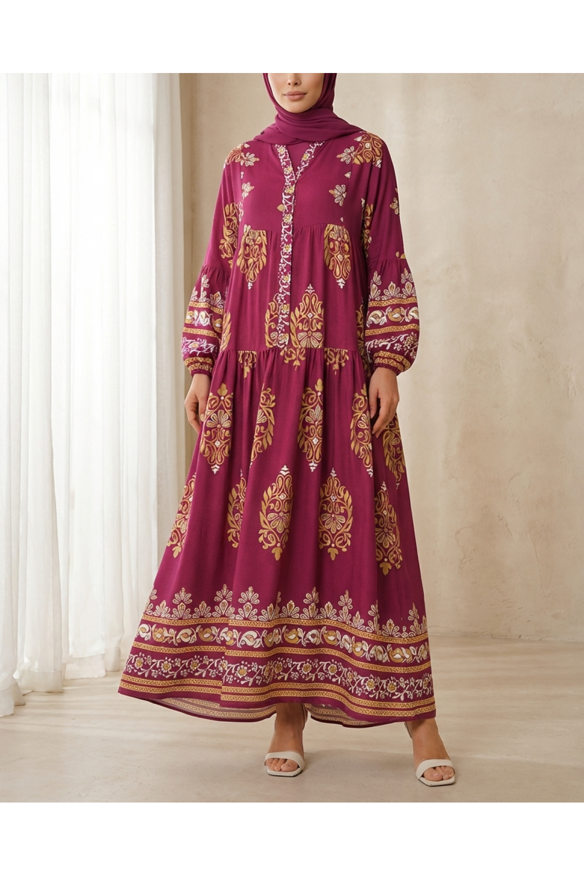2423 Authentic Patterned Hijab Dress 