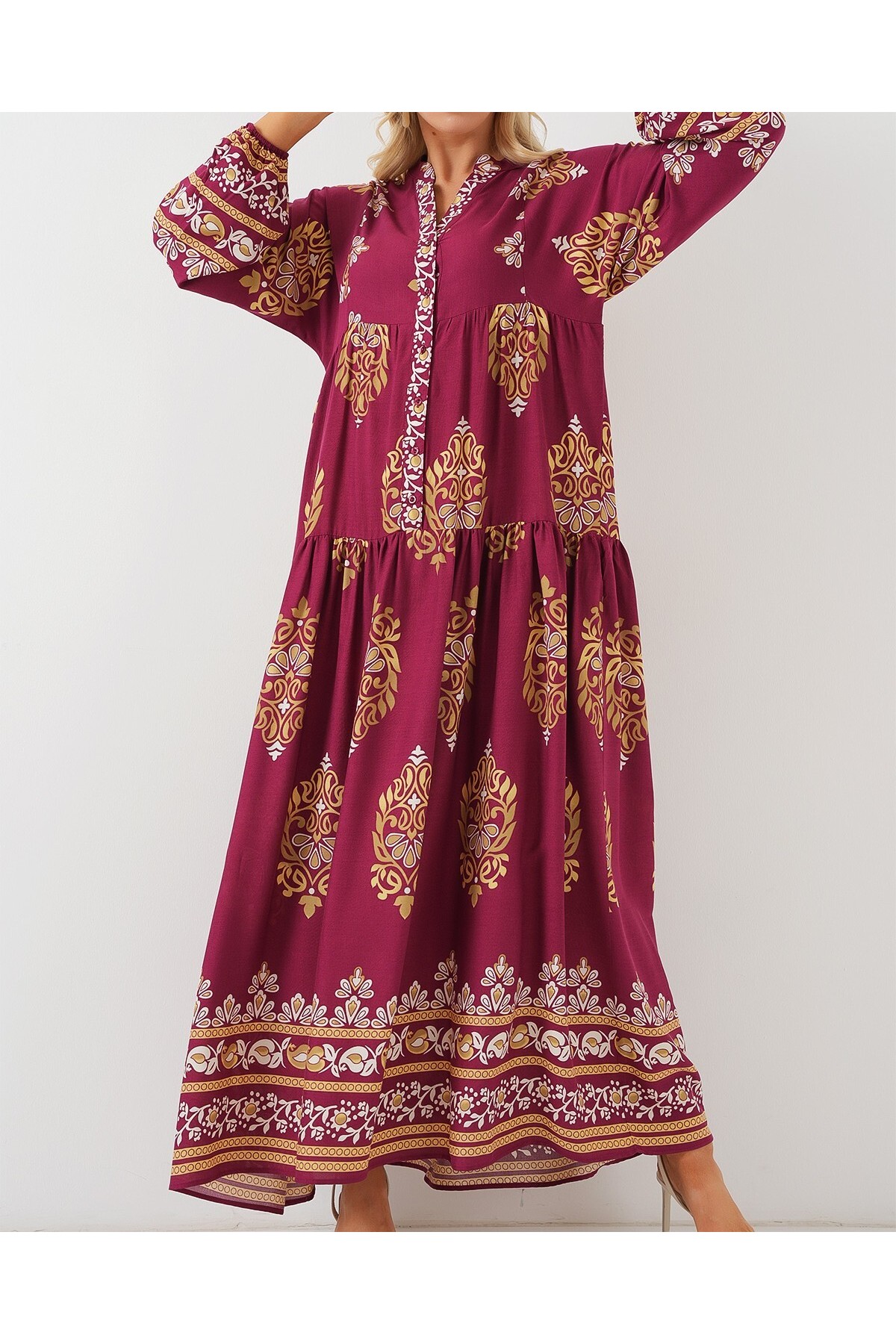 2423 Authentic Patterned Hijab Dress 