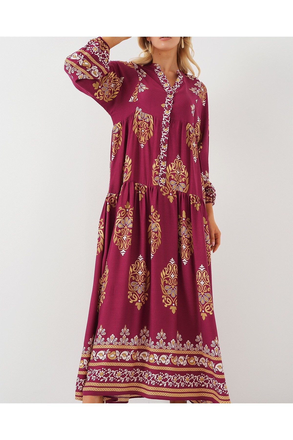 2423 Authentic Patterned Hijab Dress 