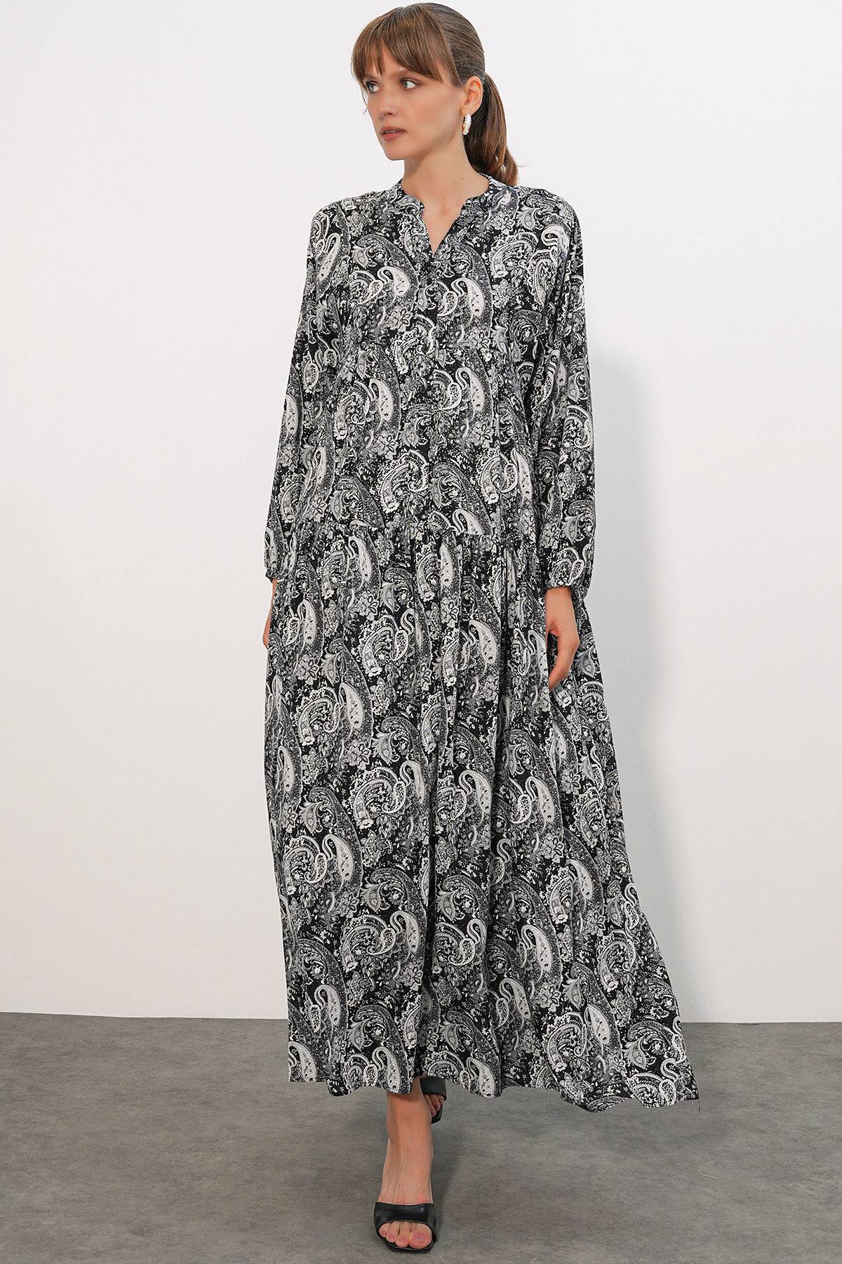 Women's Patterned Long Hijab Dress 2585 