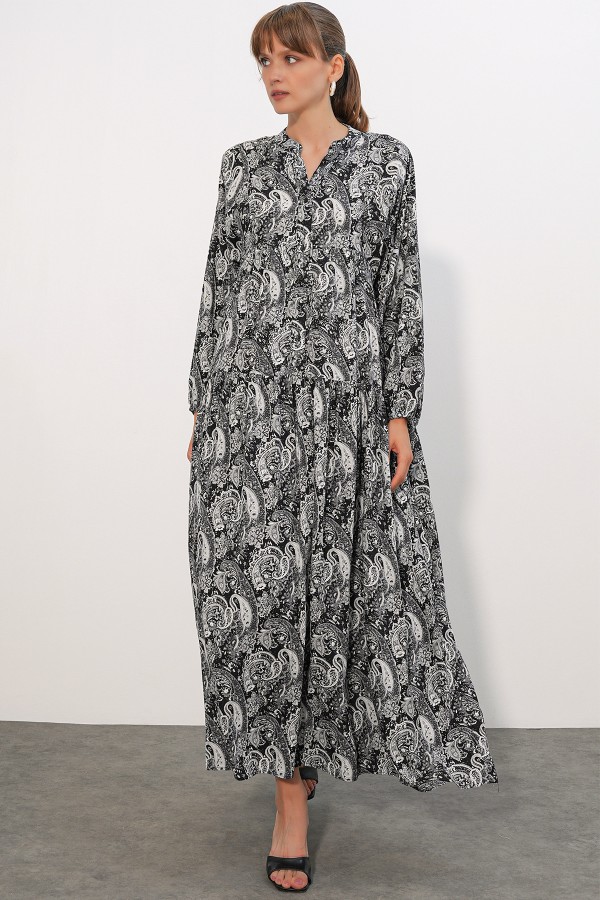 Women's Patterned Long Hijab Dress 2585 