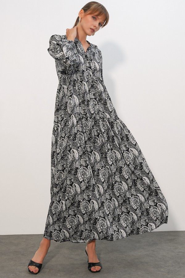 Women's Patterned Long Hijab Dress 2585 