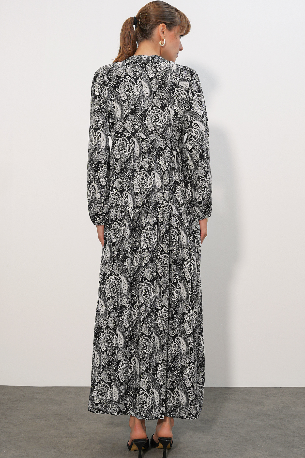 Women's Patterned Long Hijab Dress 2585 