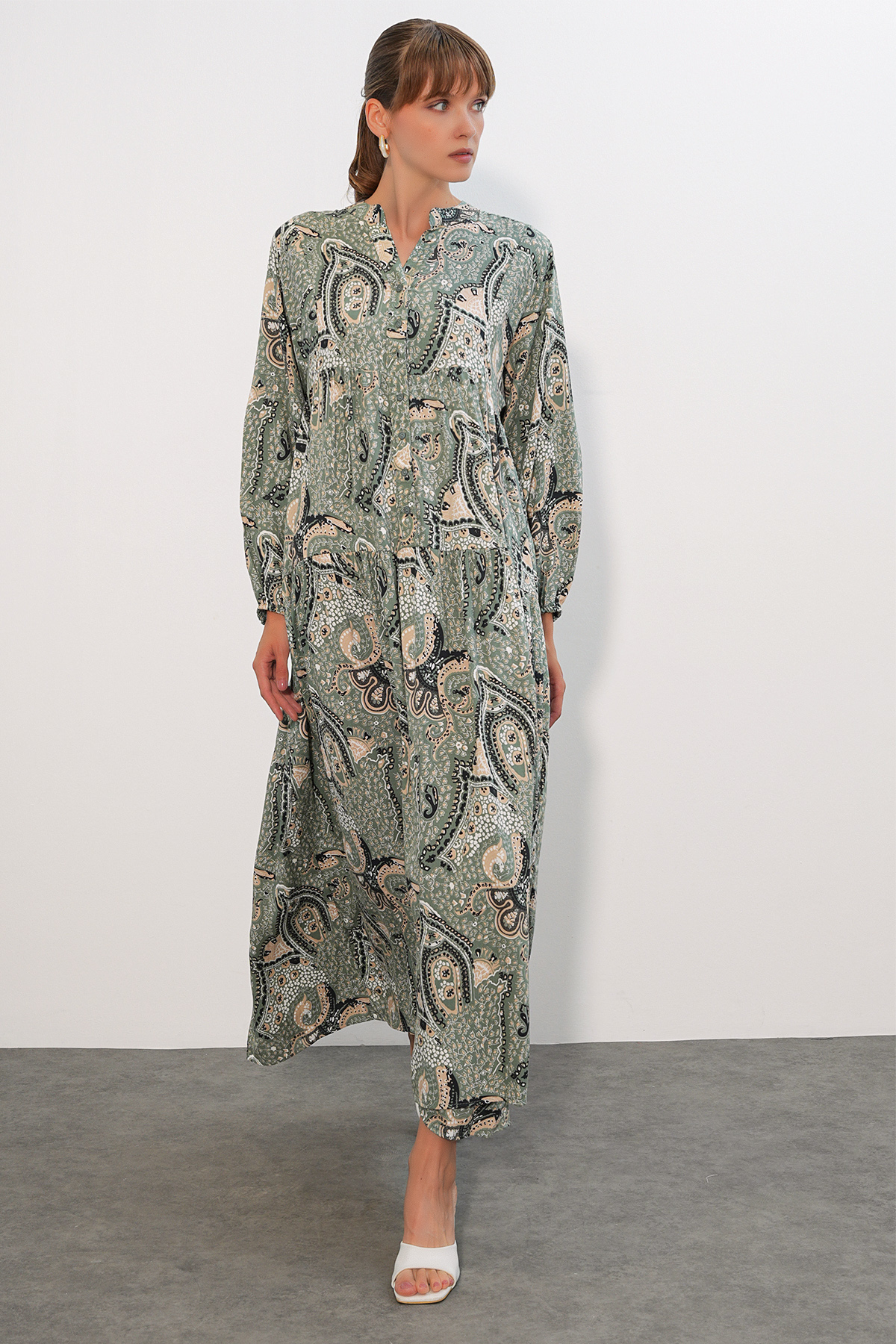 Women's Patterned Long Hijab Dress 2585 