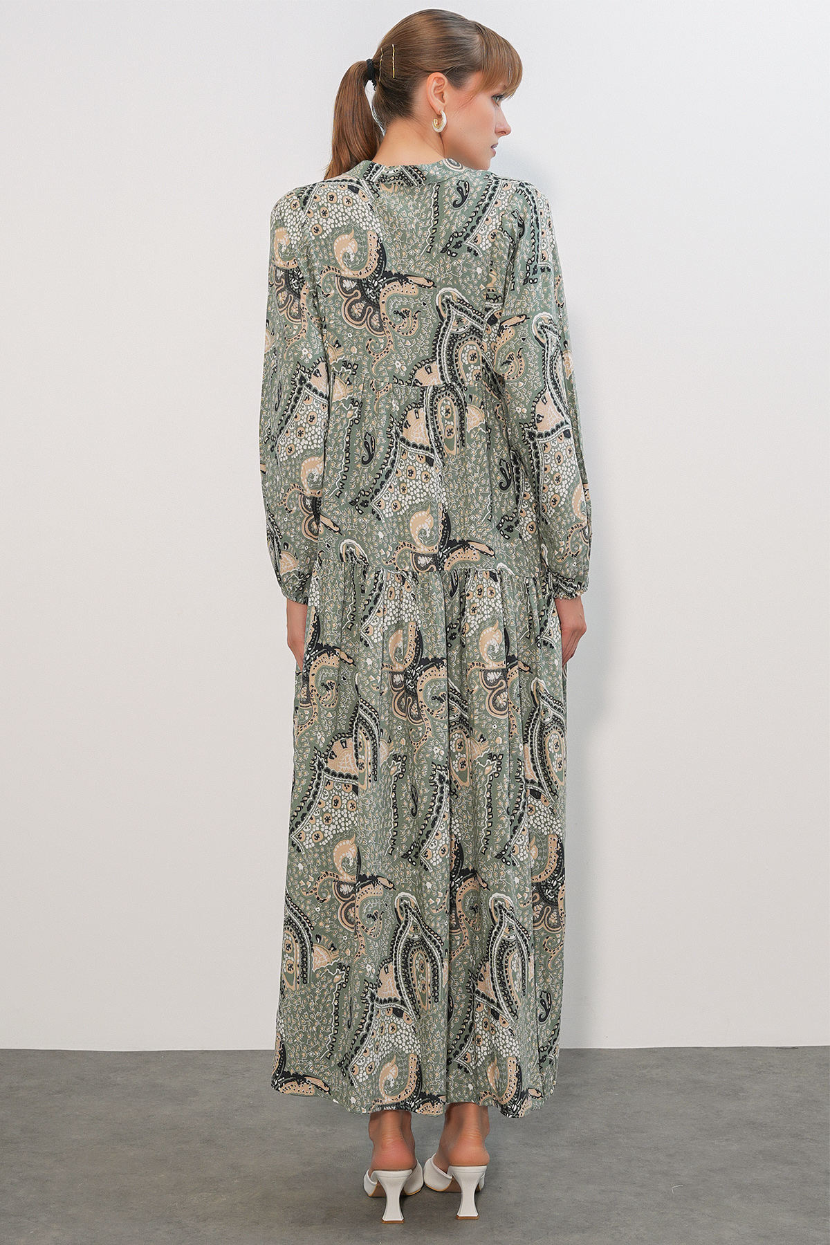 Women's Patterned Long Hijab Dress 2585 