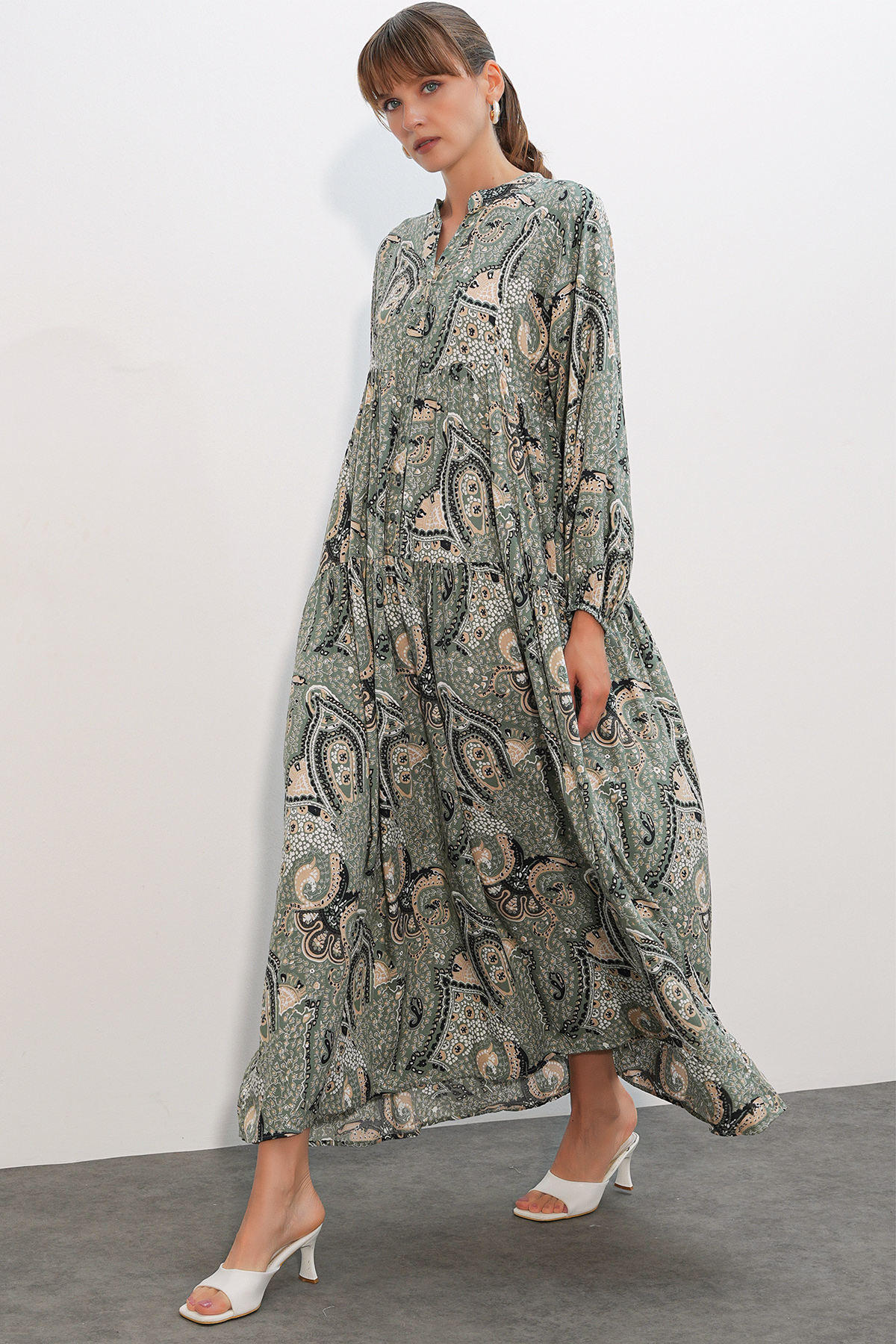 Women's Patterned Long Hijab Dress 2585 