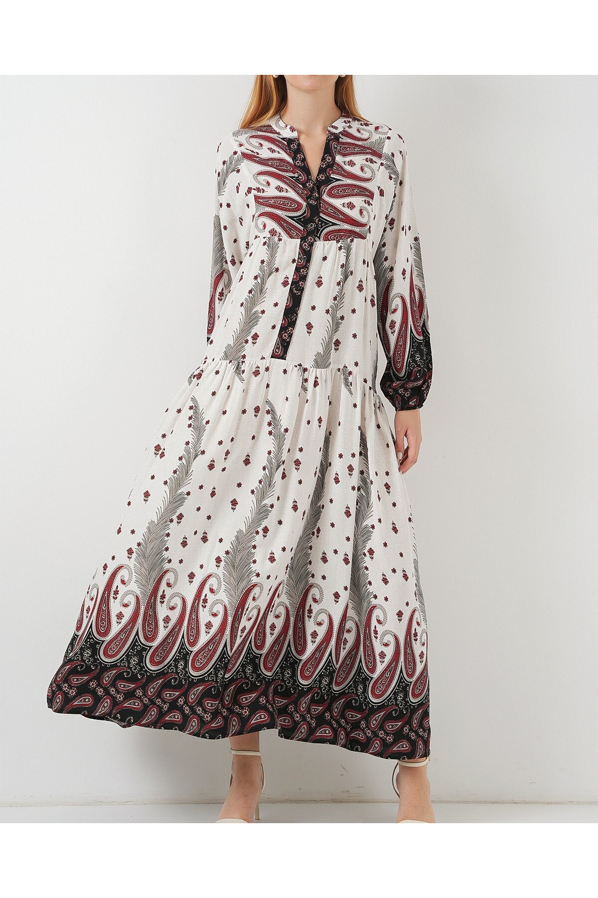 Women's Patterned Long Hijab Dress 2585 
