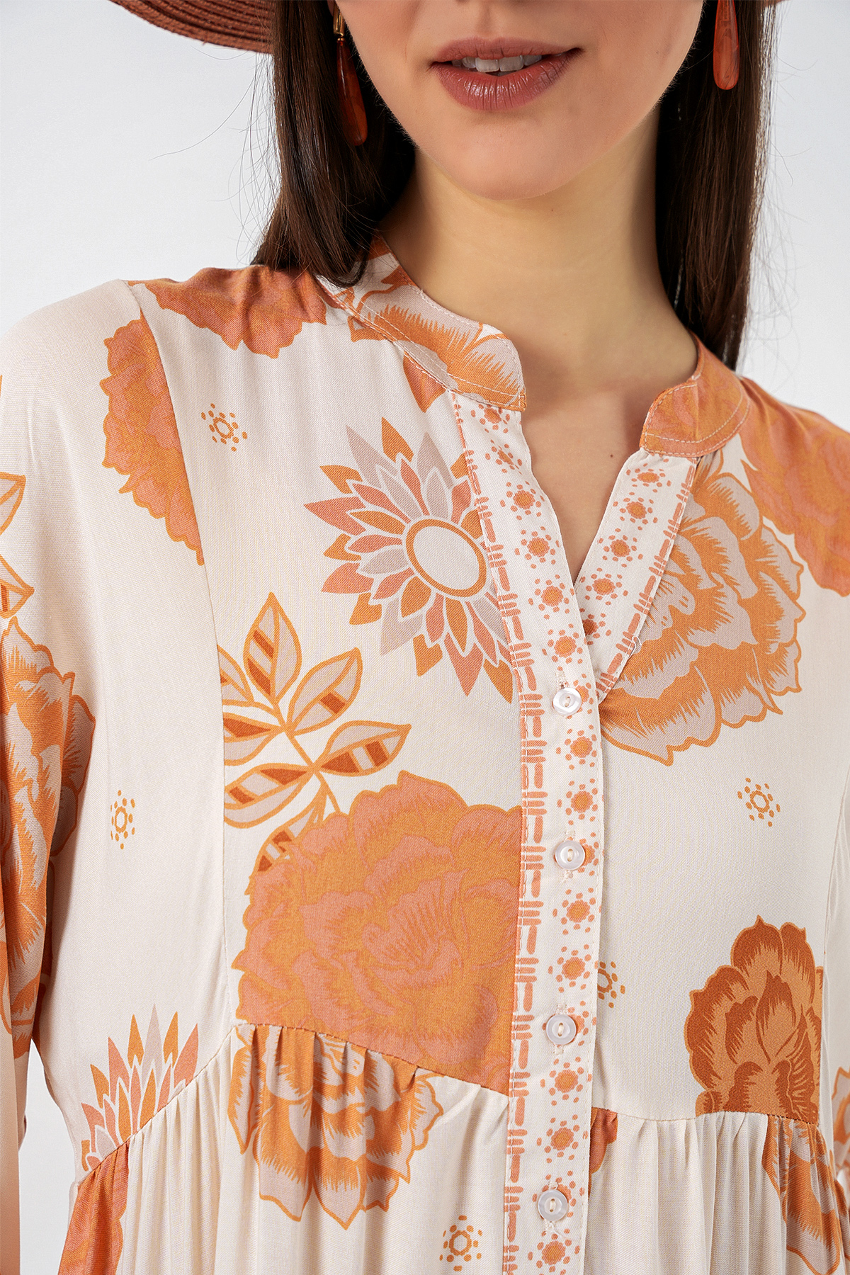 Women's Single Pocket Striped Oversize Shirt 20375 