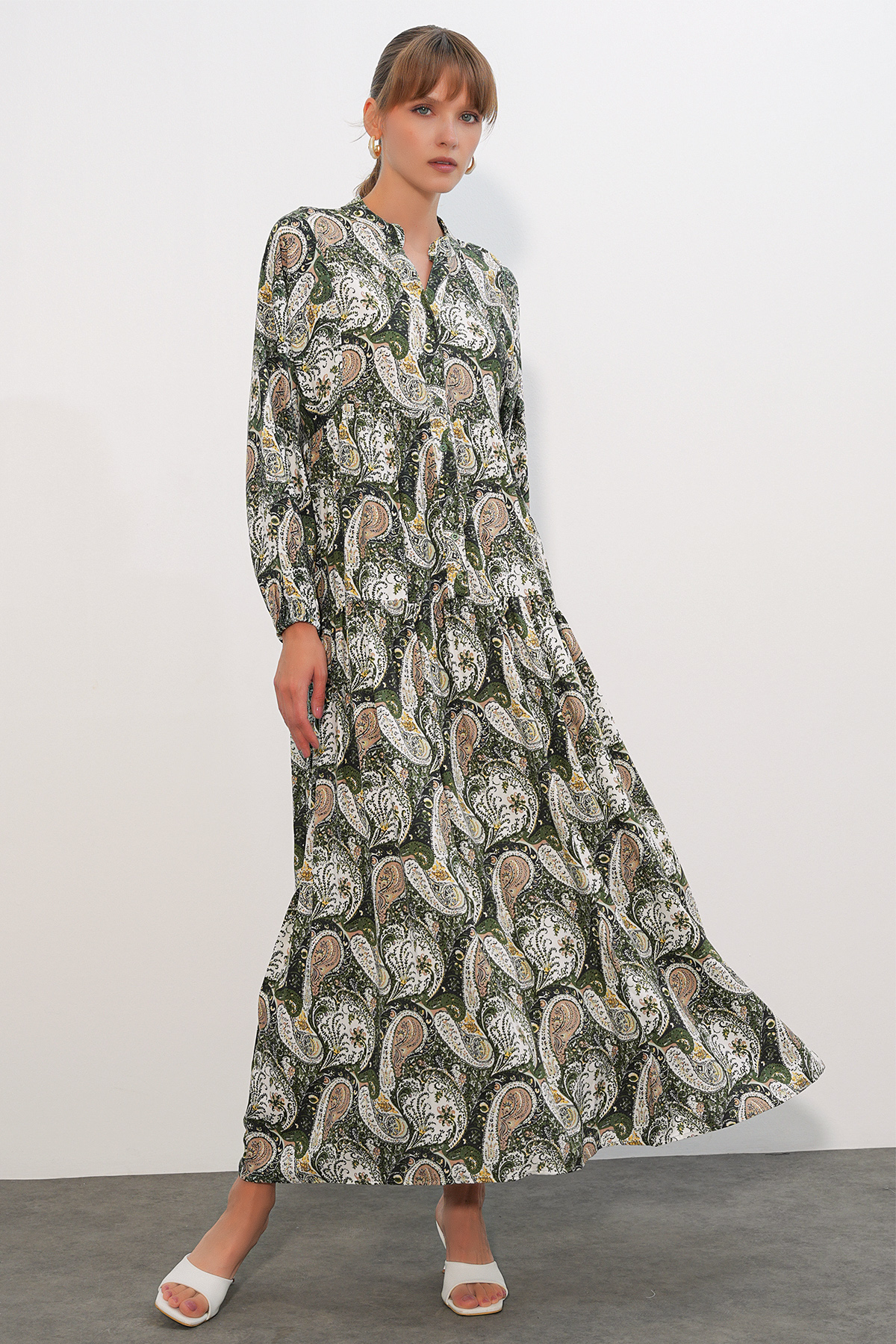 Women's Patterned Long Hijab Dress 2585 