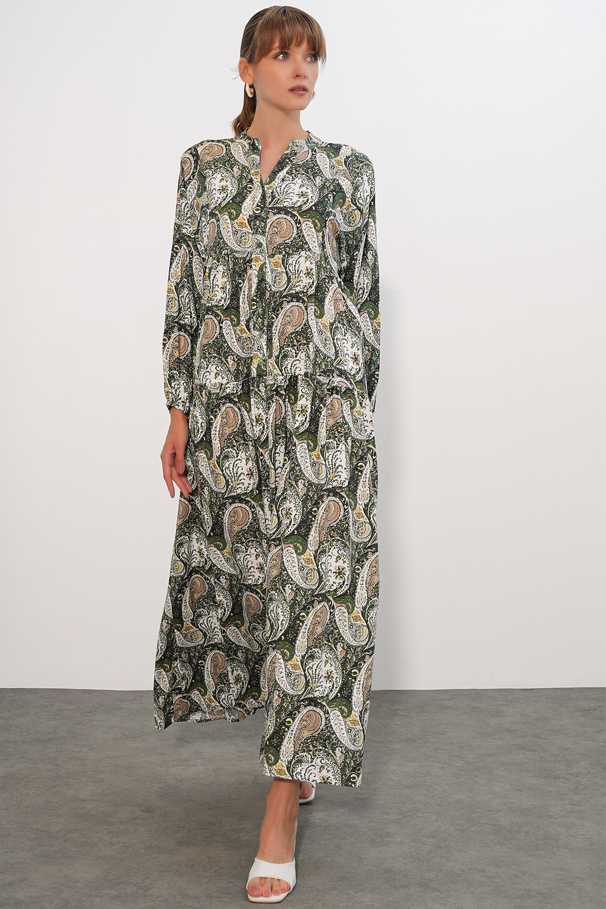 Women's Patterned Long Hijab Dress 2585 