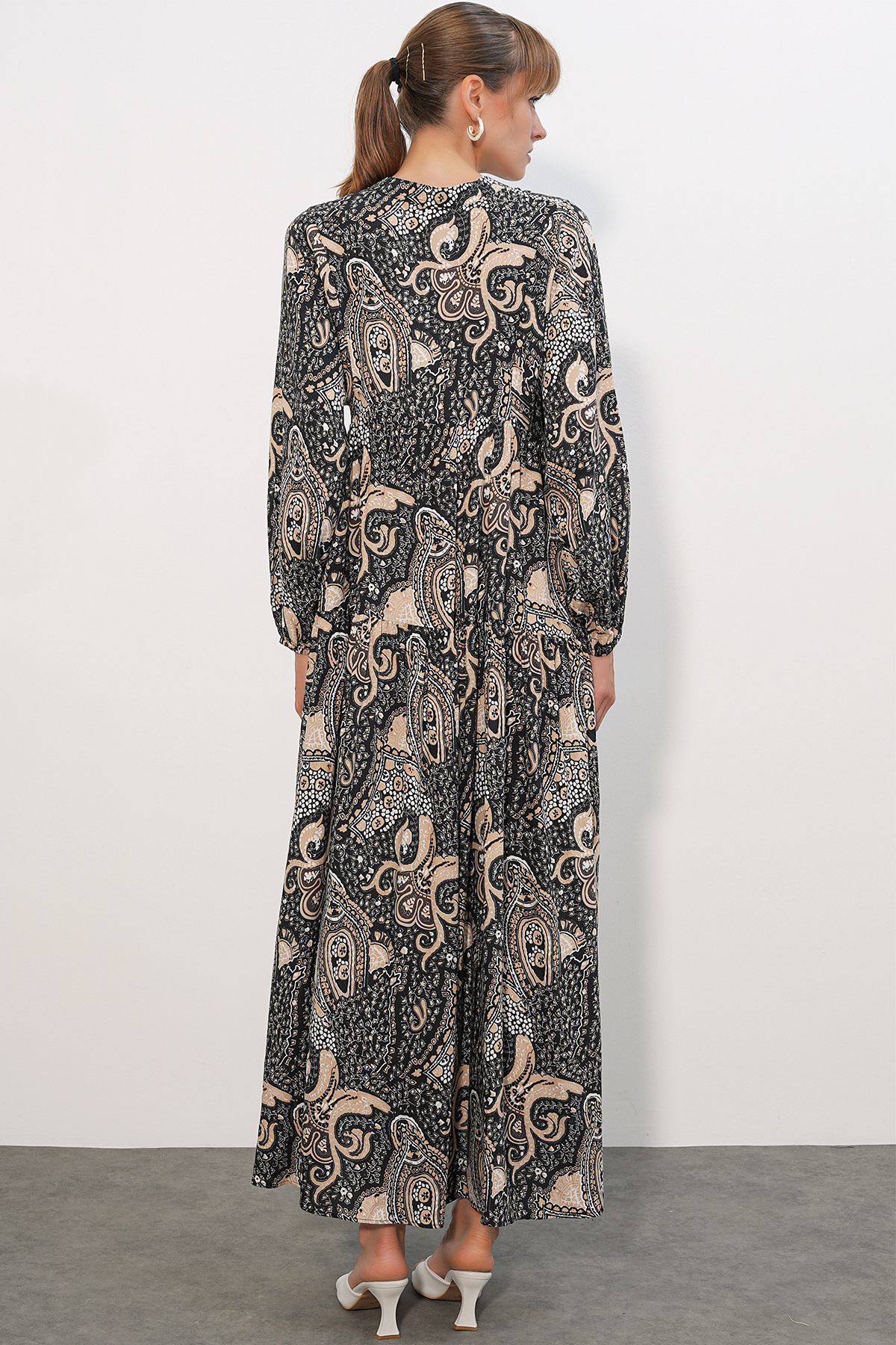 Women's Patterned Long Hijab Dress 2585 