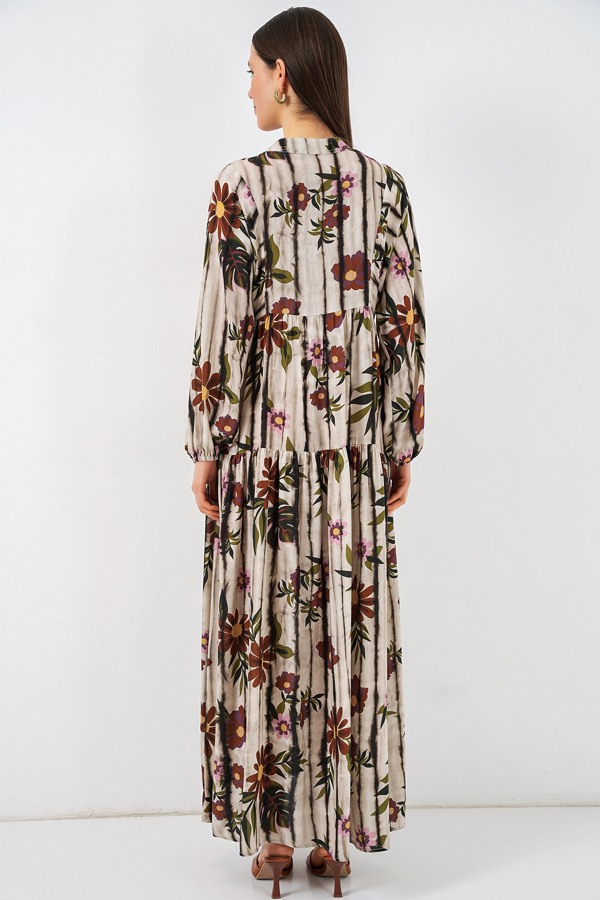 Women's Patterned Long Hijab Dress 2585 