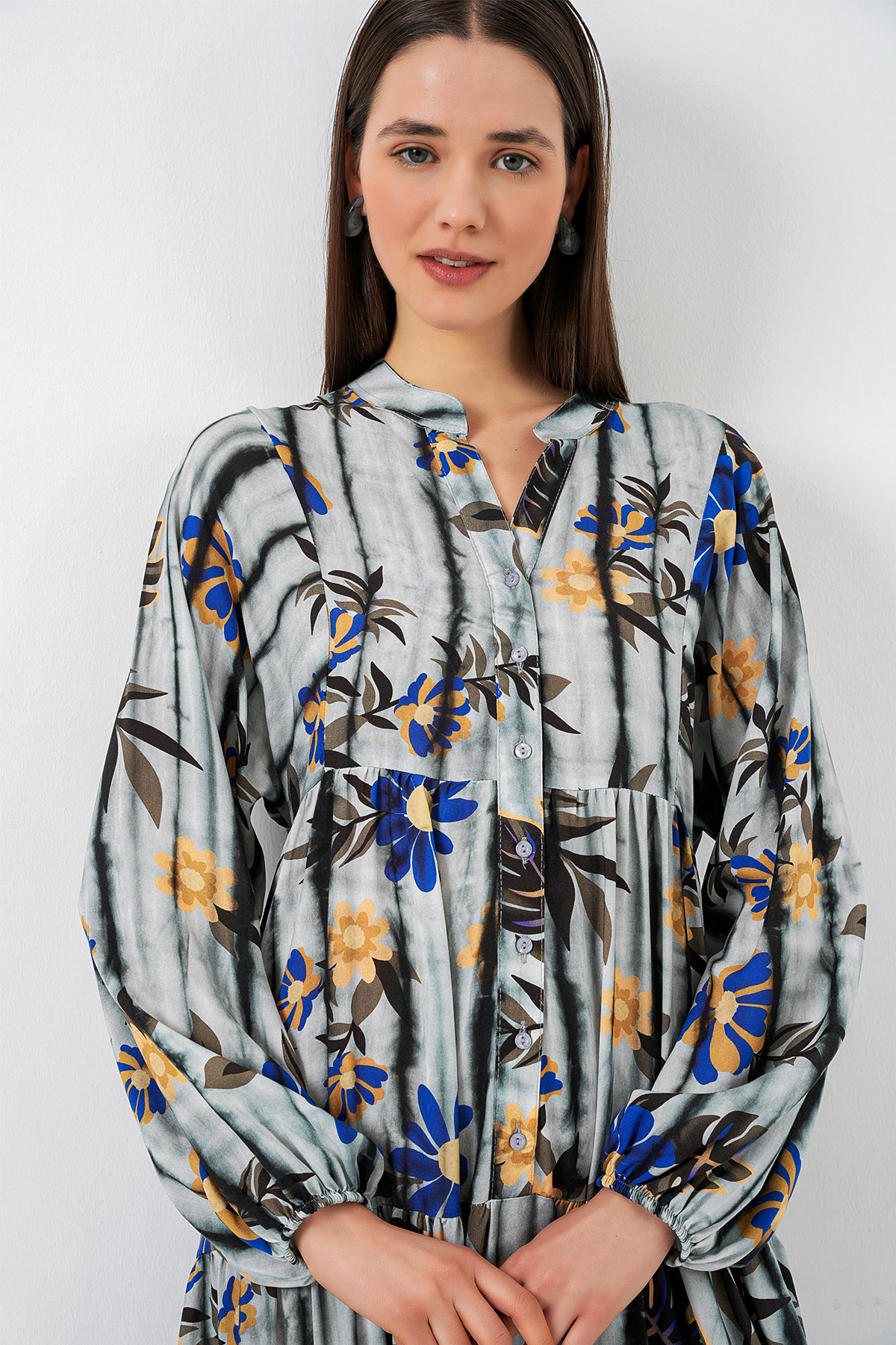 Women's Single Pocket Striped Oversize Shirt 20375 