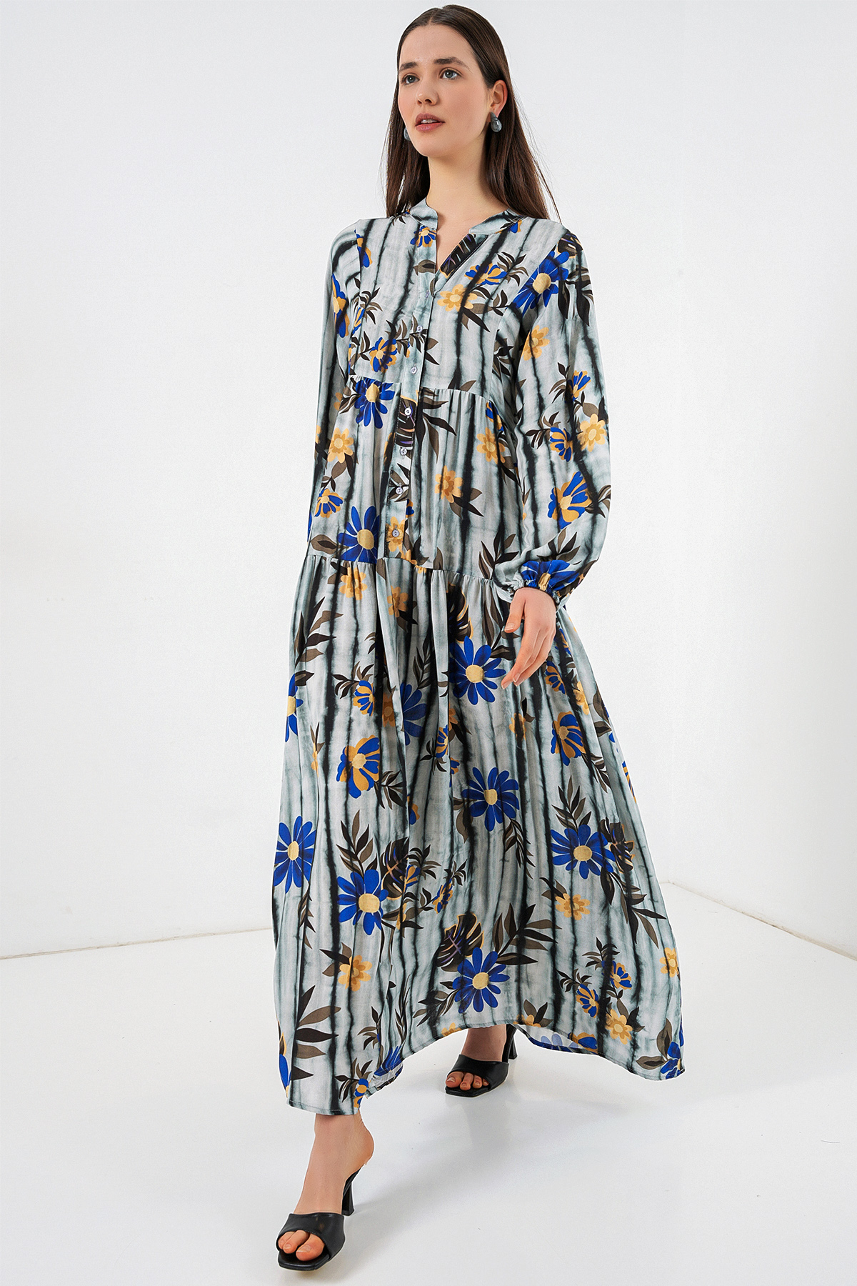 Women's Single Pocket Striped Oversize Shirt 20375 