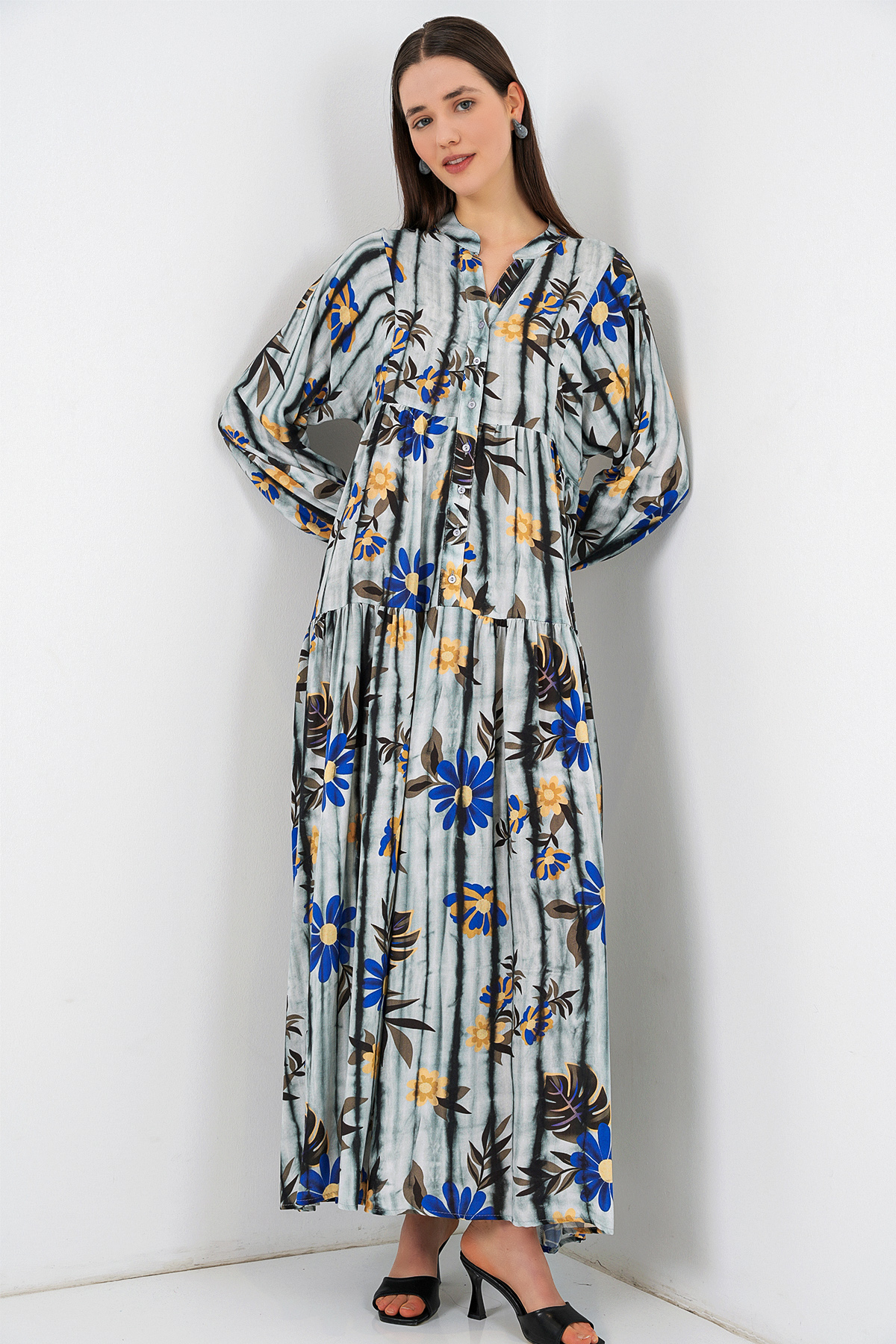 Women's Single Pocket Striped Oversize Shirt 20375 