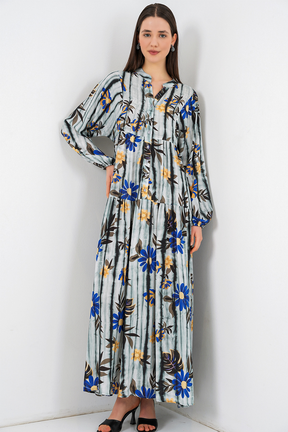 Women's Single Pocket Striped Oversize Shirt 20375 