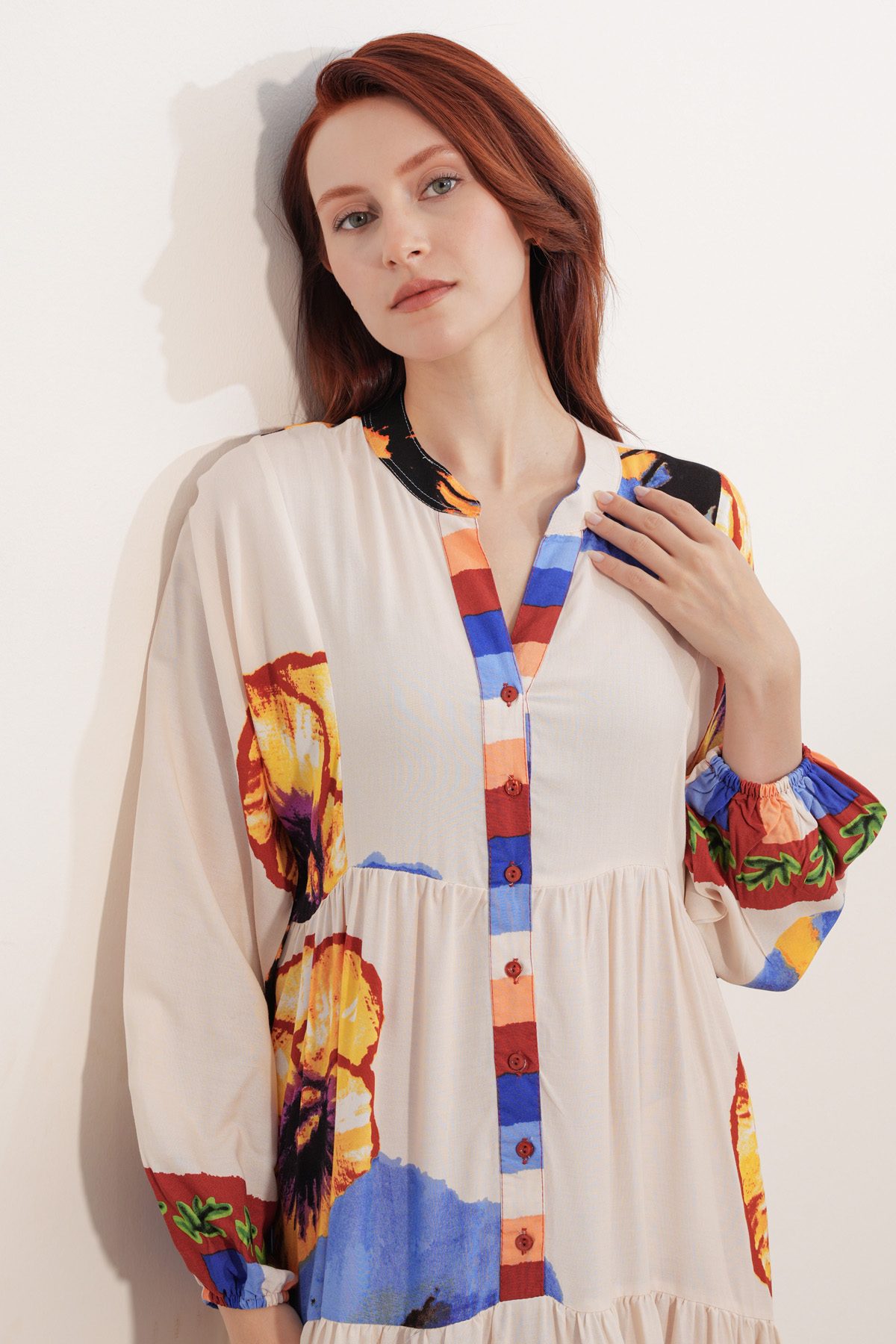 Women's Patterned Long Hijab Dress 2585 