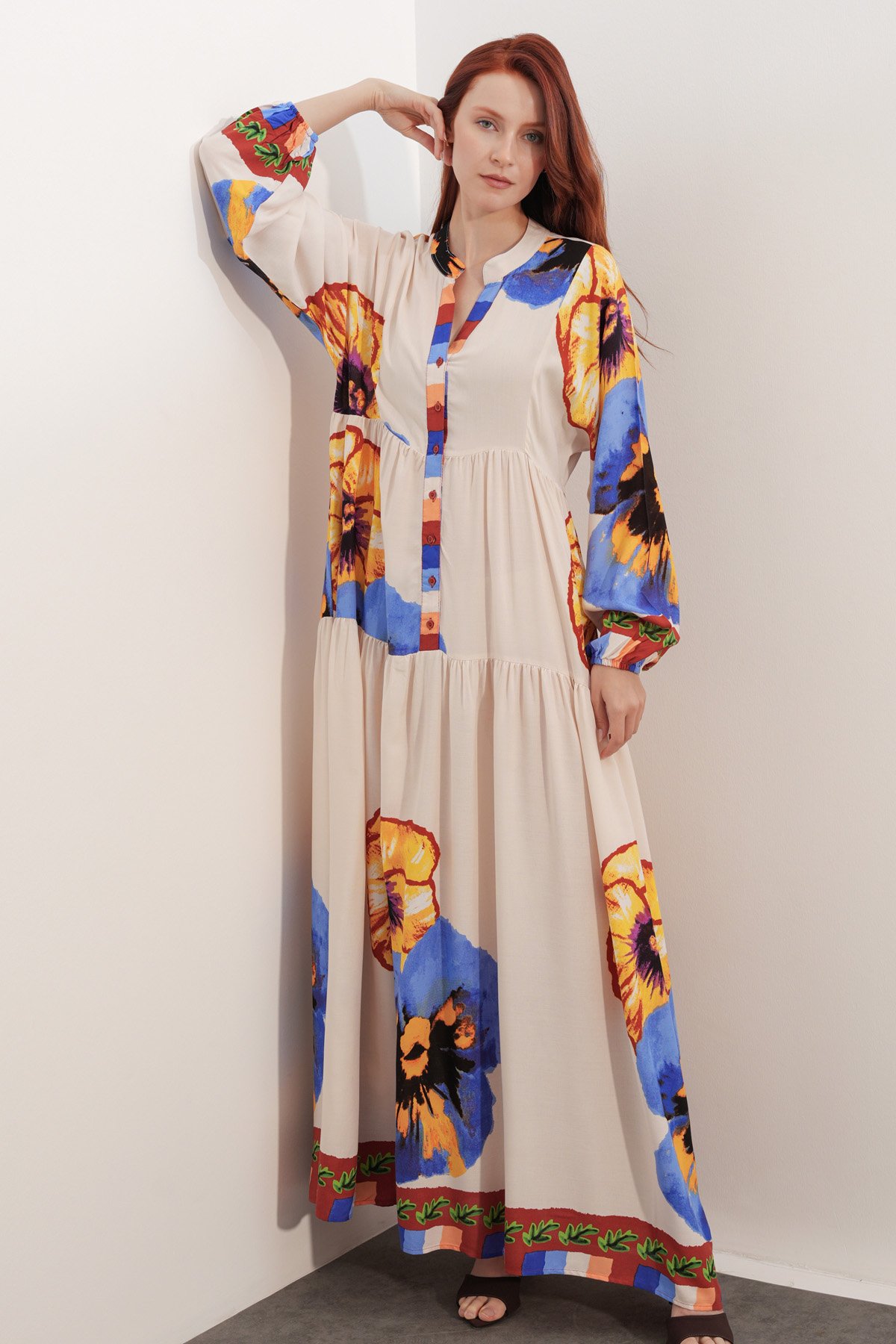 Women's Patterned Long Hijab Dress 2585 