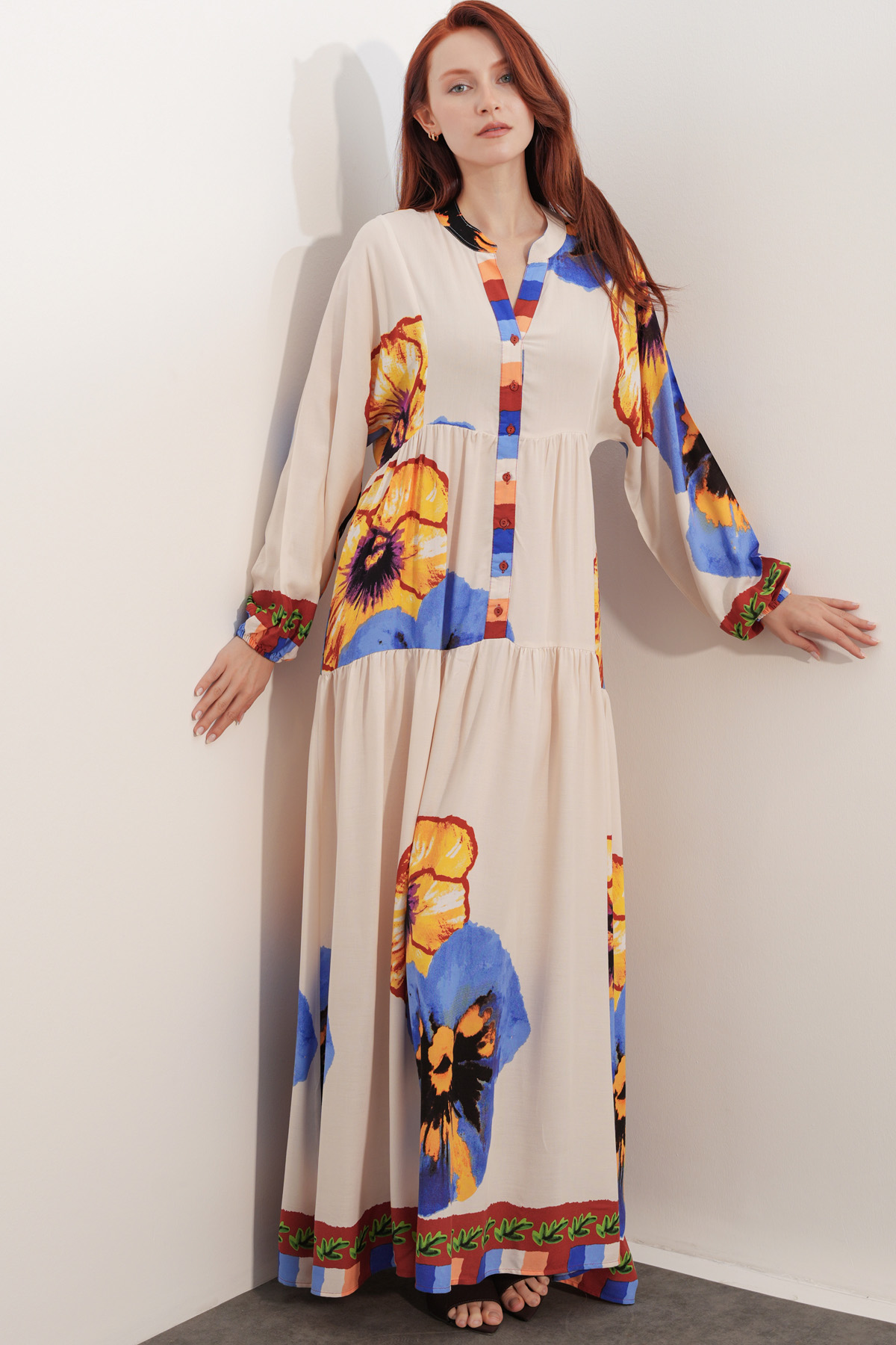 Women's Patterned Long Hijab Dress 2585 