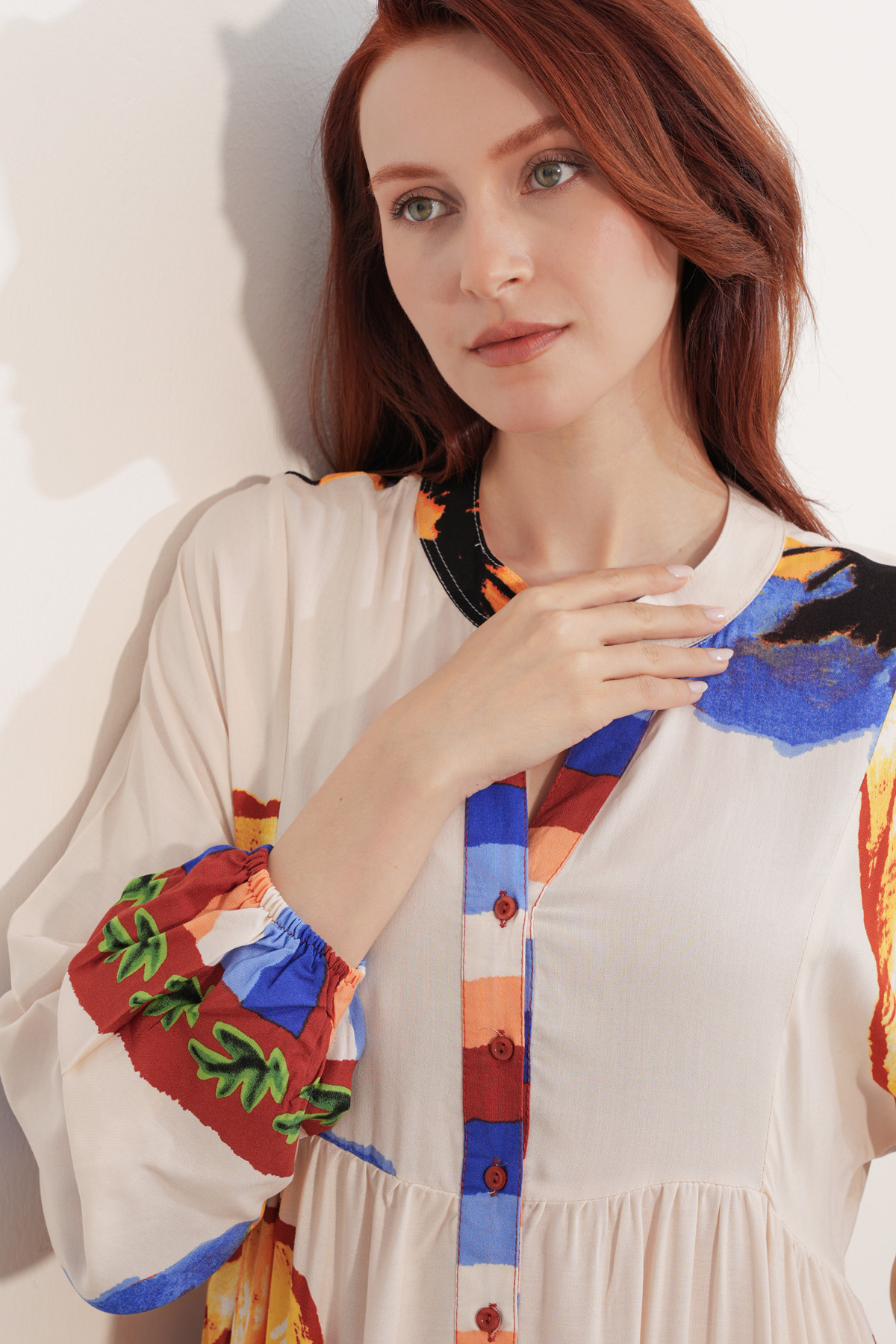 Women's Patterned Long Hijab Dress 2585 