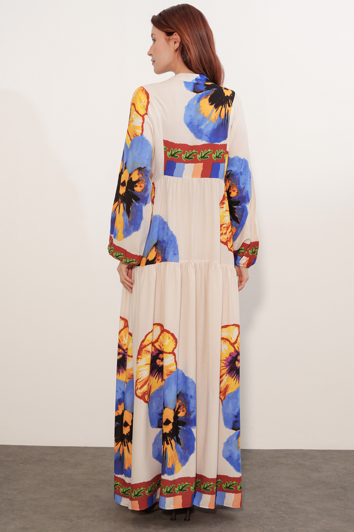 Women's Patterned Long Hijab Dress 2585 