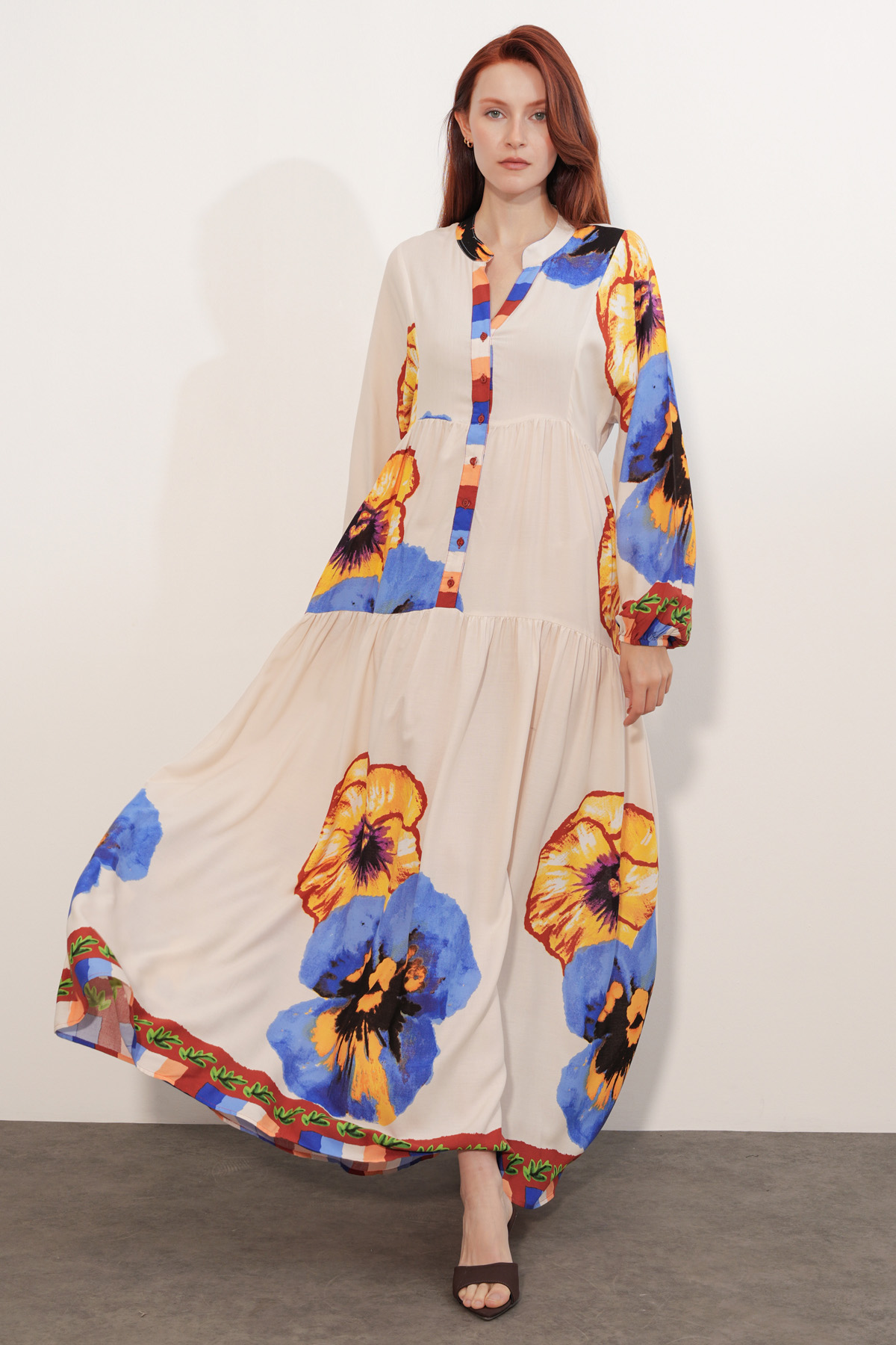 Women's Patterned Long Hijab Dress 2585 
