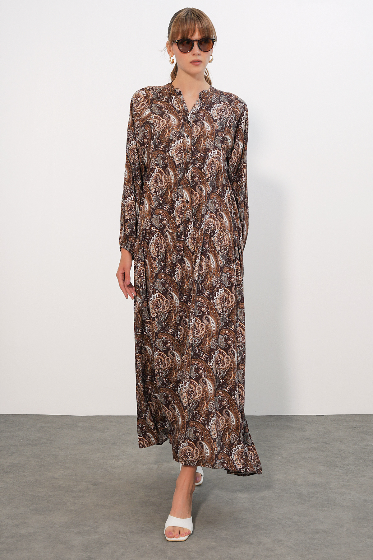 Women's Patterned Long Hijab Dress 2585 
