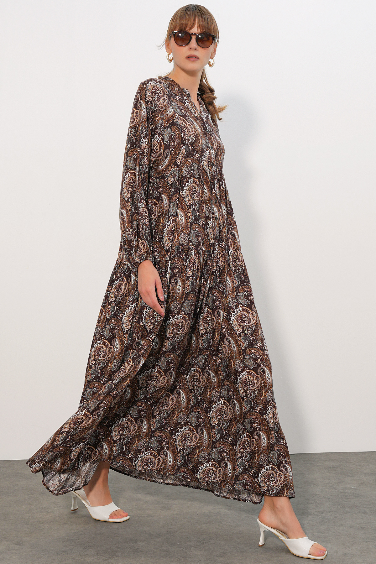 Women's Patterned Long Hijab Dress 2585 