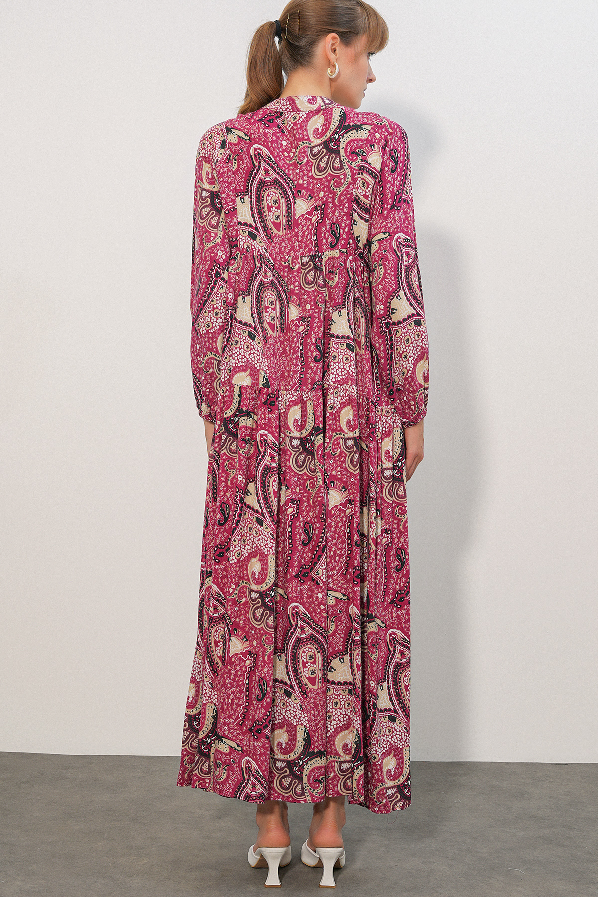 Women's Patterned Long Hijab Dress 2585 
