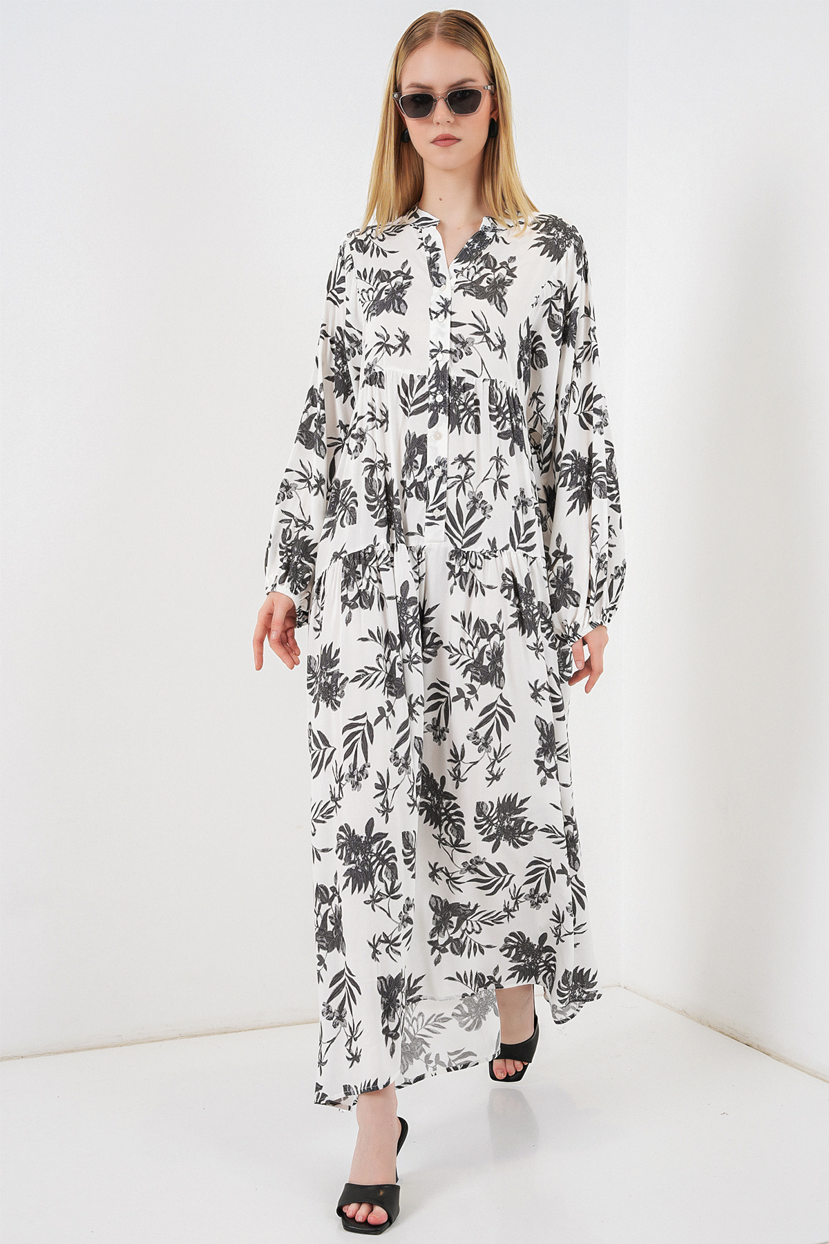 Women's Patterned Long Hijab Dress 2585 