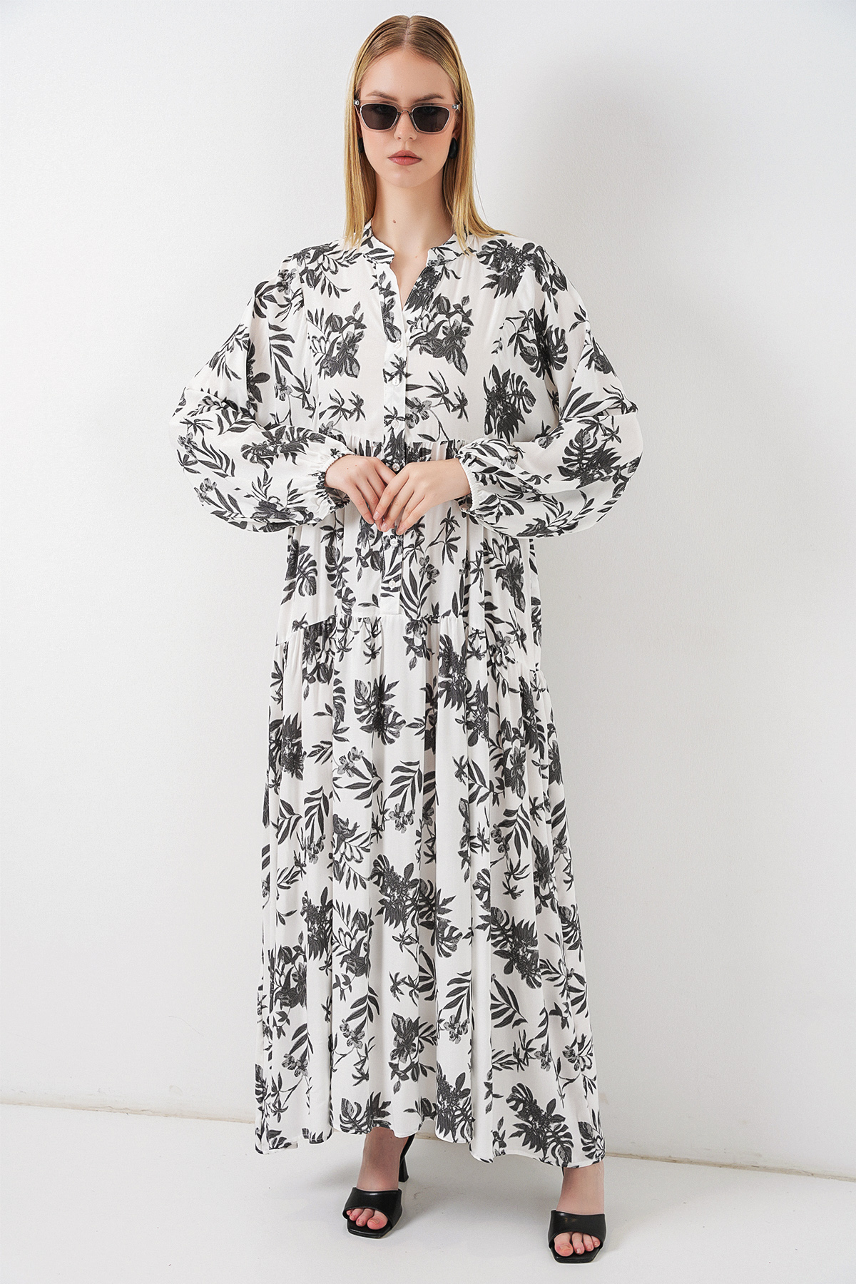 Women's Patterned Long Hijab Dress 2585 