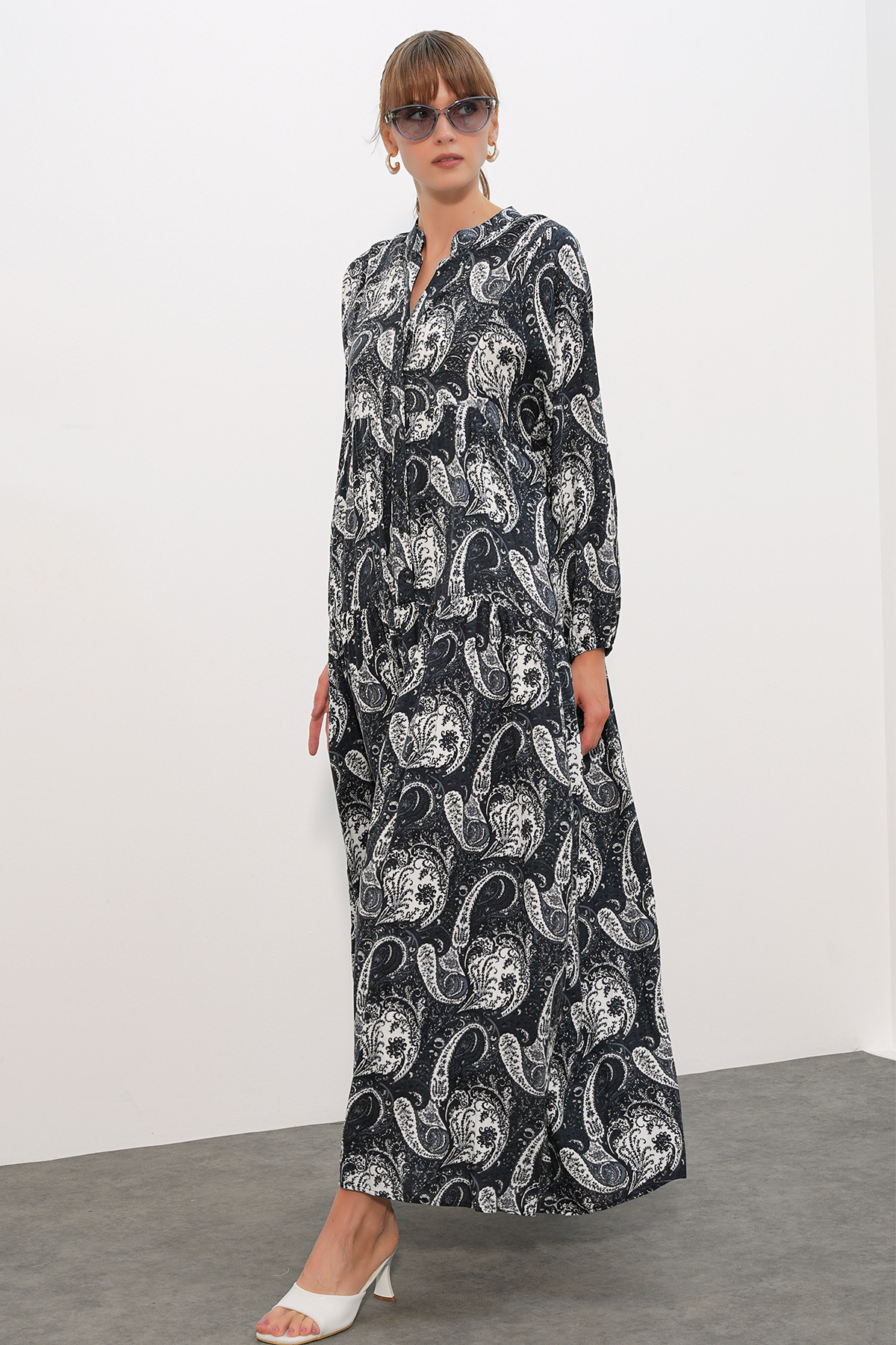 Women's Patterned Long Hijab Dress 2585 