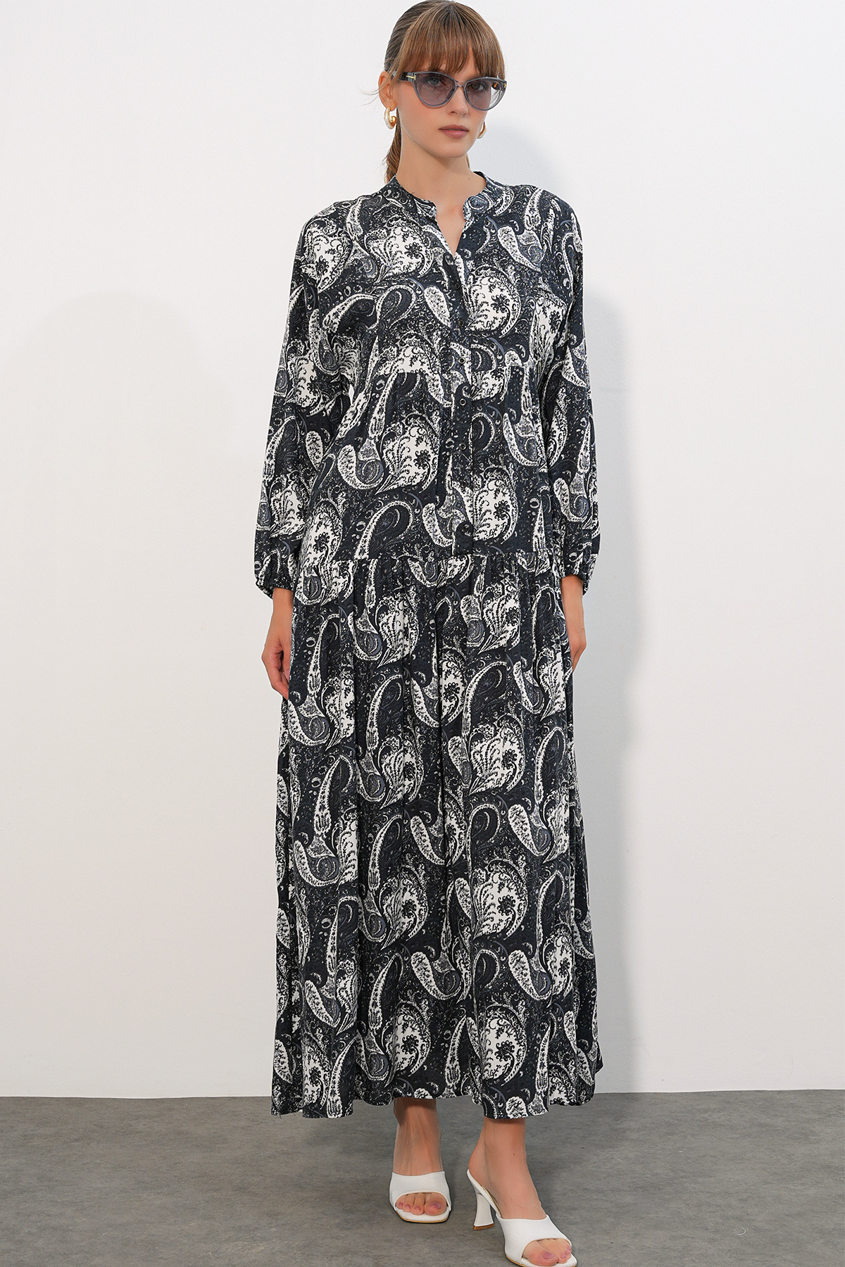 Women's Patterned Long Hijab Dress 2585 