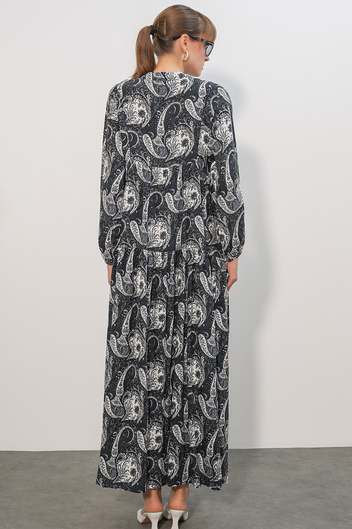 Women's Patterned Long Hijab Dress 2585 