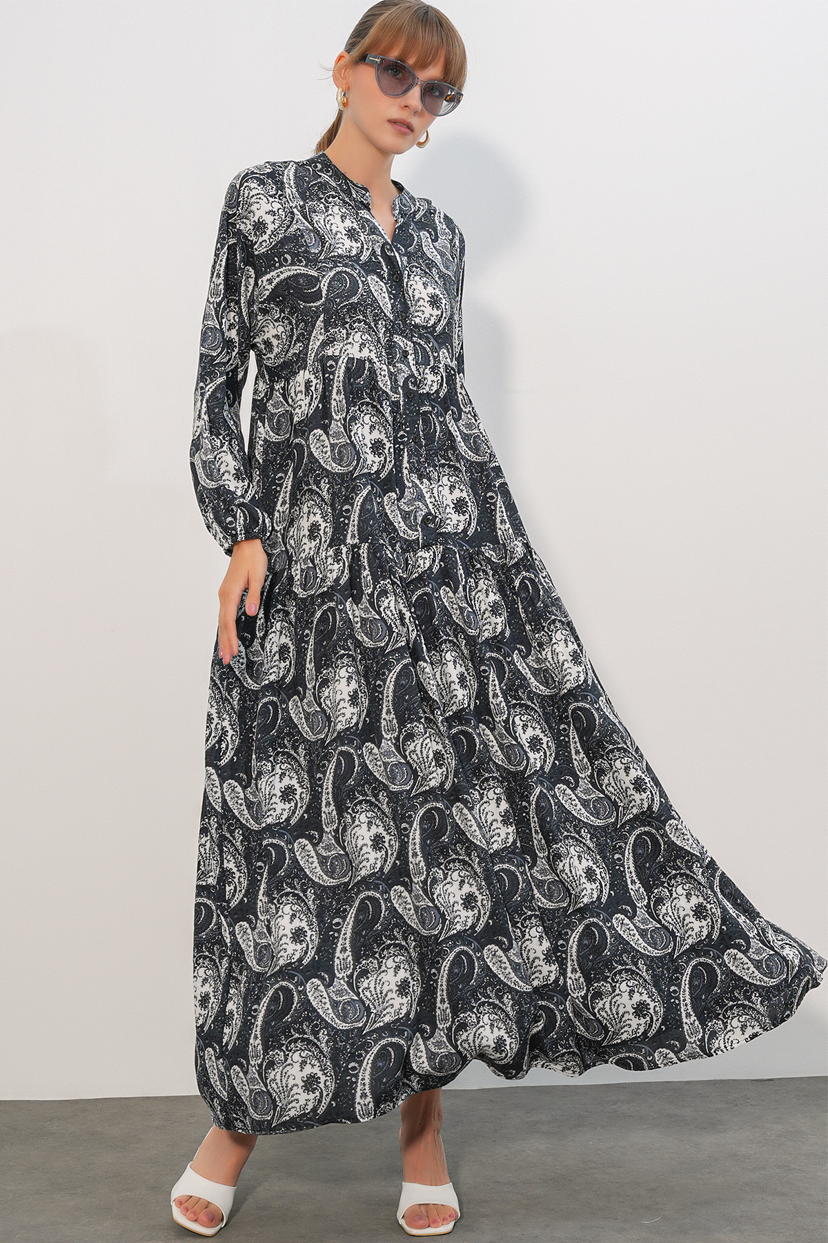 Women's Patterned Long Hijab Dress 2585 
