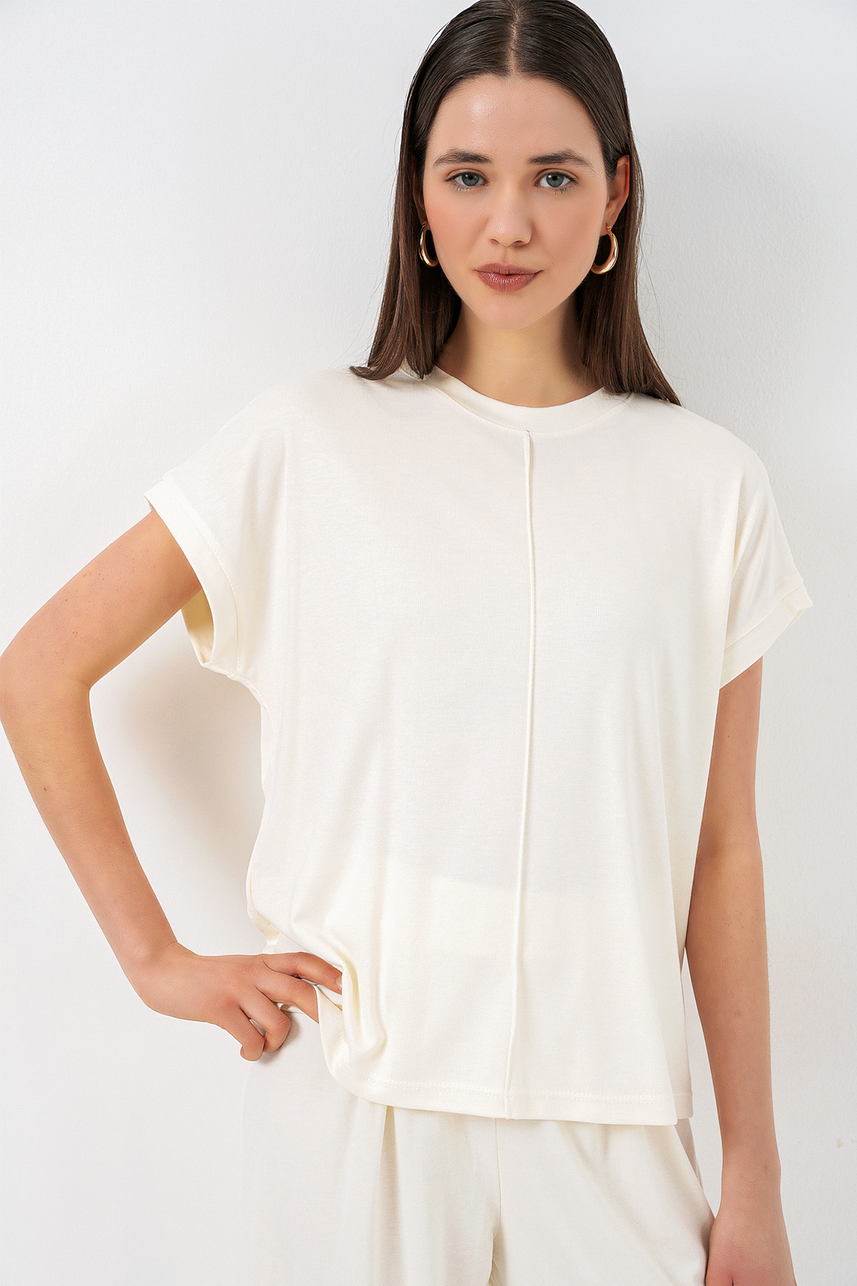 Women's Knitted Blouse and Pants Two-Piece Set 30085 