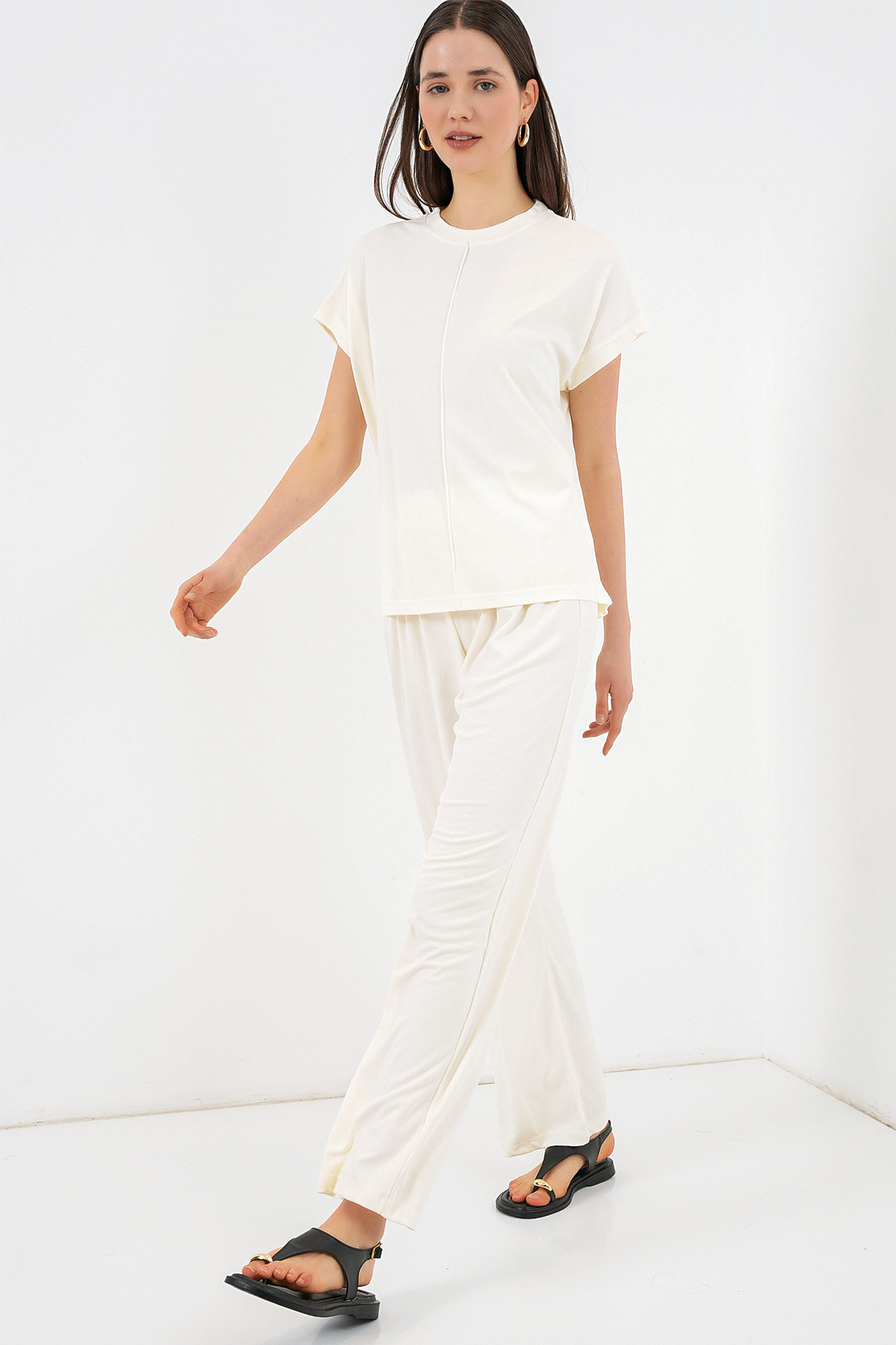 Women's Knitted Blouse and Pants Two-Piece Set 30085 
