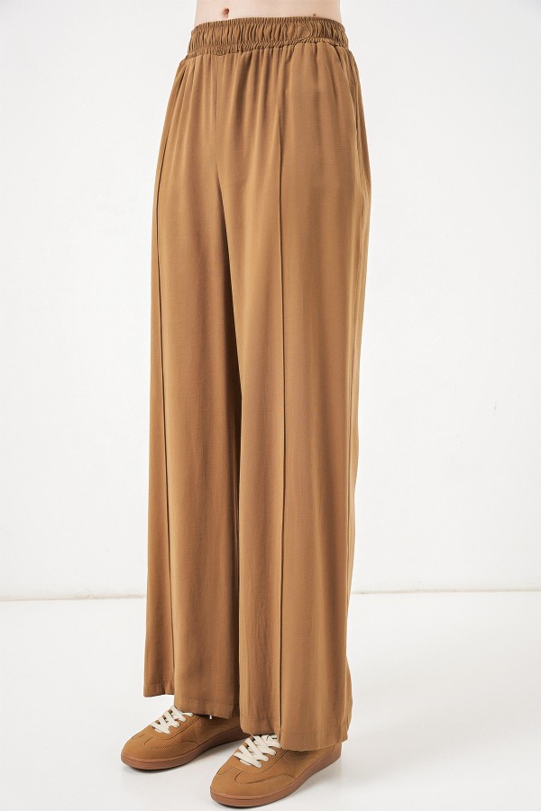 Women's Wide Leg Trousers with Elastic Waistband 30087 